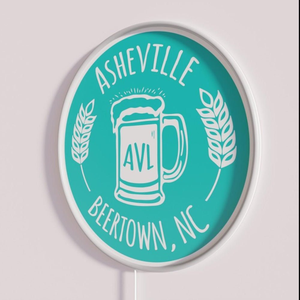 Asheville Beertown Nc White On Green Rgb Led Neon Sign - Shineneon