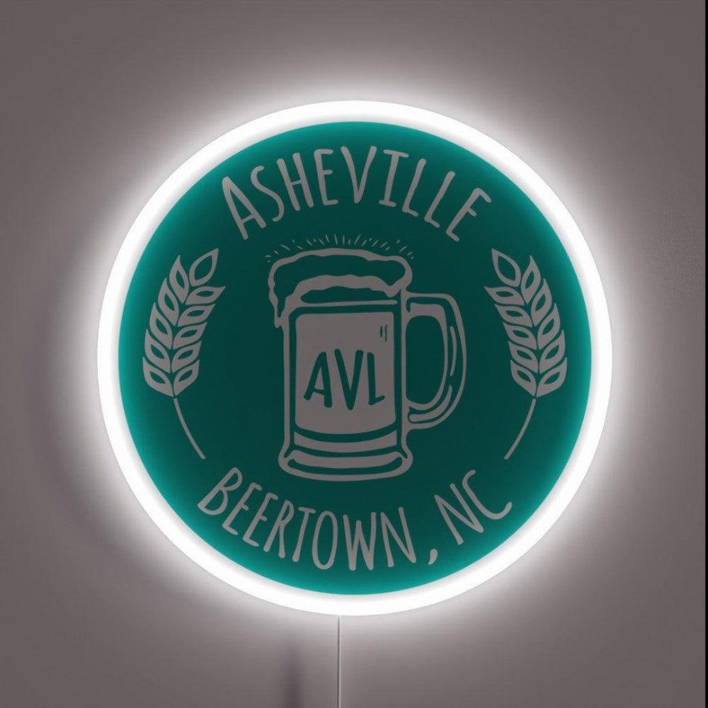 Asheville Beertown Nc White On Green Rgb Led Neon Sign - Shineneon