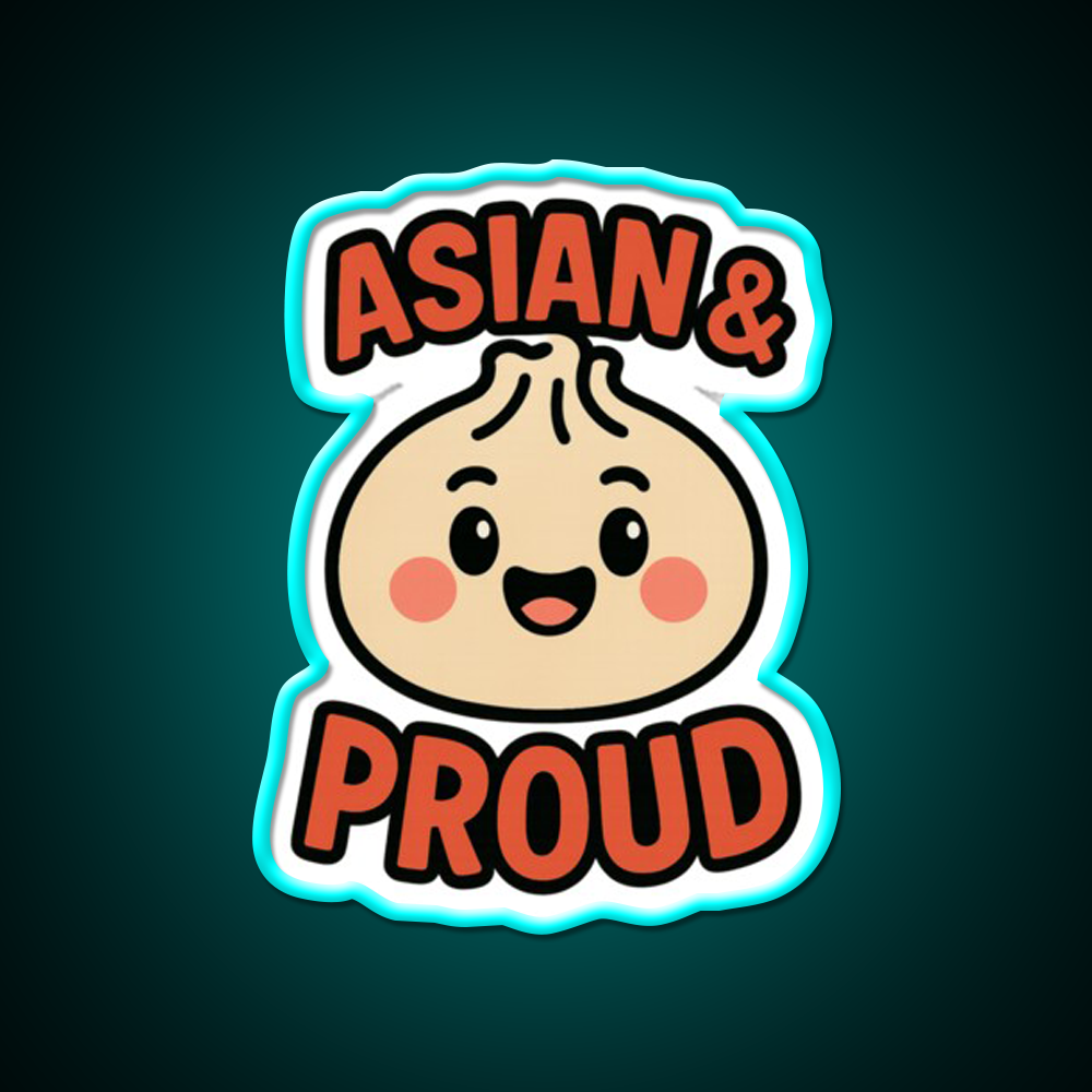 Asian Dumpling Character For Aapi Month Pride Asian Cultural Led Neon Sign Rgb Color - Size and dimension reference