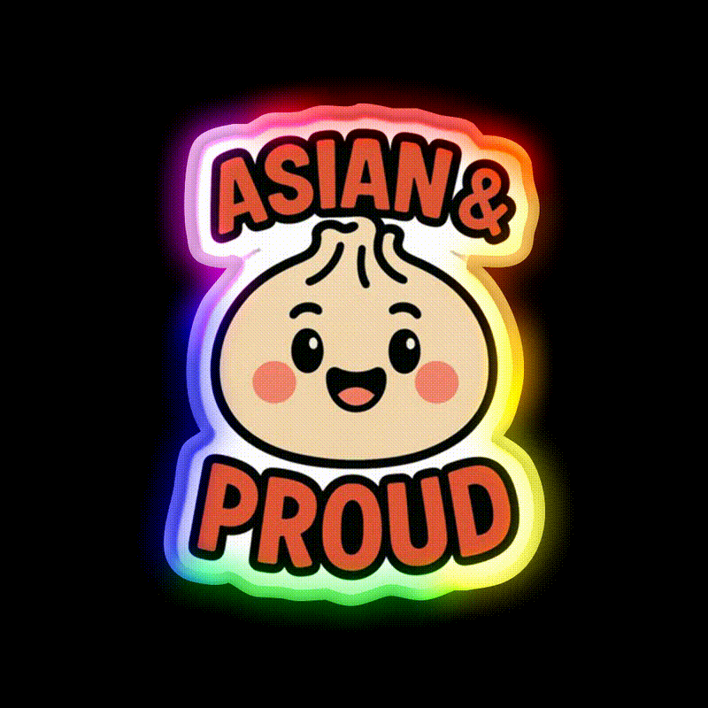 Asian Dumpling Character For Aapi Month Pride Asian Cultural Led Neon Sign Rgb Color - LED neon sign close-up detail