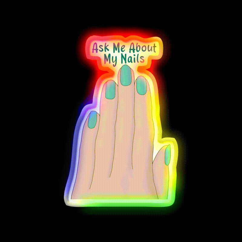 Ask Me About My Nail Salon Led Neon Sign For Beauty Salon Rgb Color - LED neon sign close-up detail