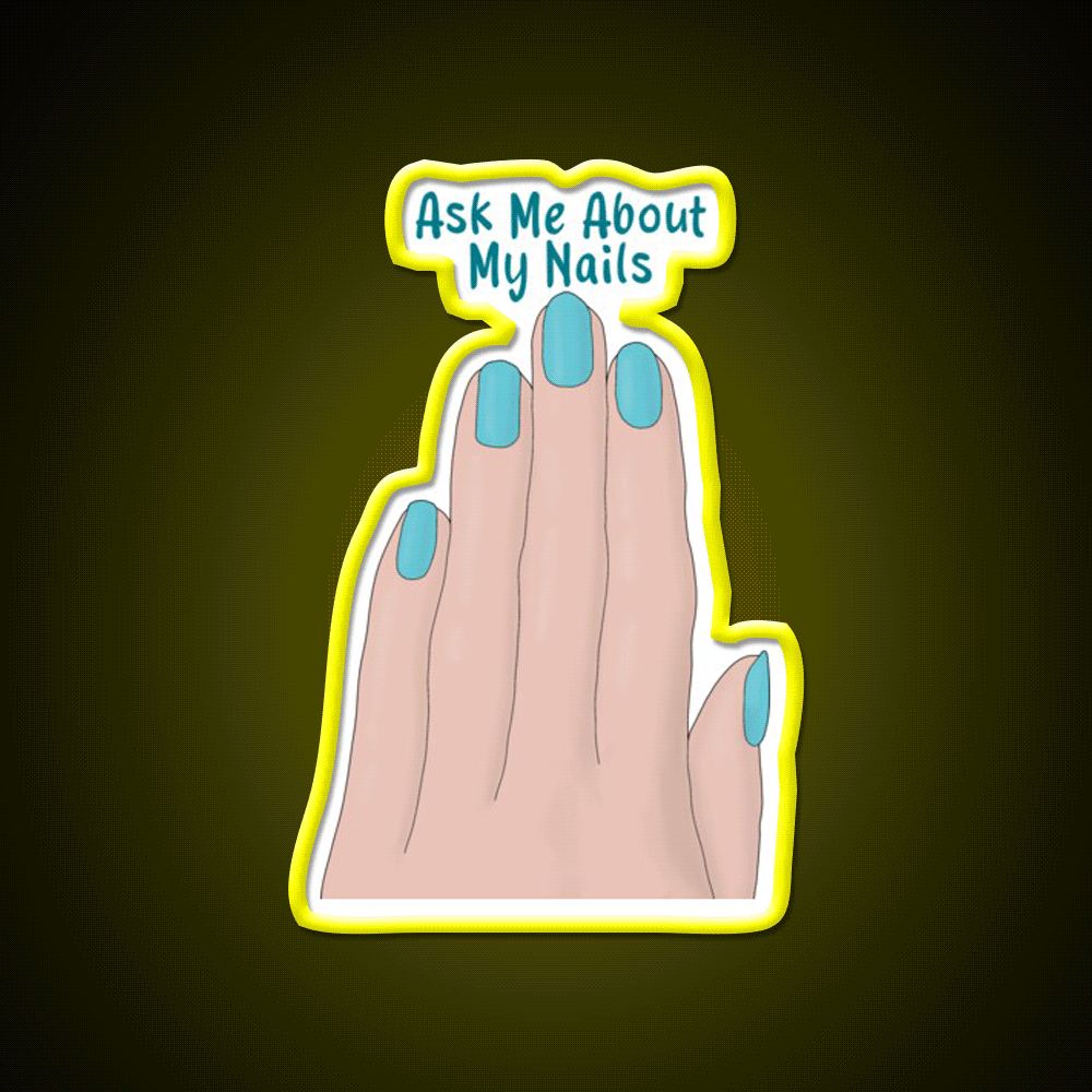 Ask Me About My Nail Salon Led Neon Sign For Beauty Salon Rgb Color - Custom LED neon sign front view