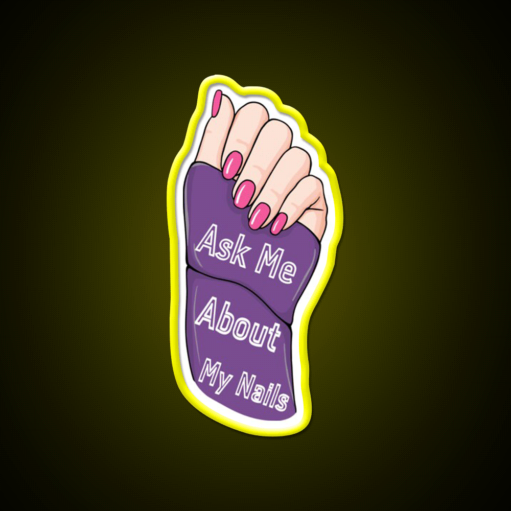 Ask Me About My Nail Salon Led Neon Sign For Nail Shop Rgb Color - Custom LED neon sign front view