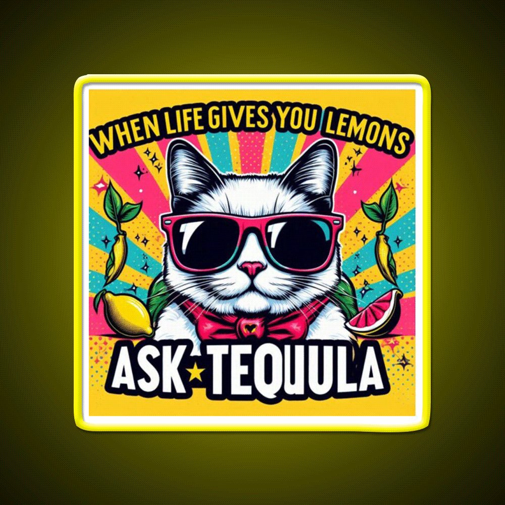Ask Tequila Party Drink Tequila Led Neon Sign Rgb Color - Custom LED neon sign front view
