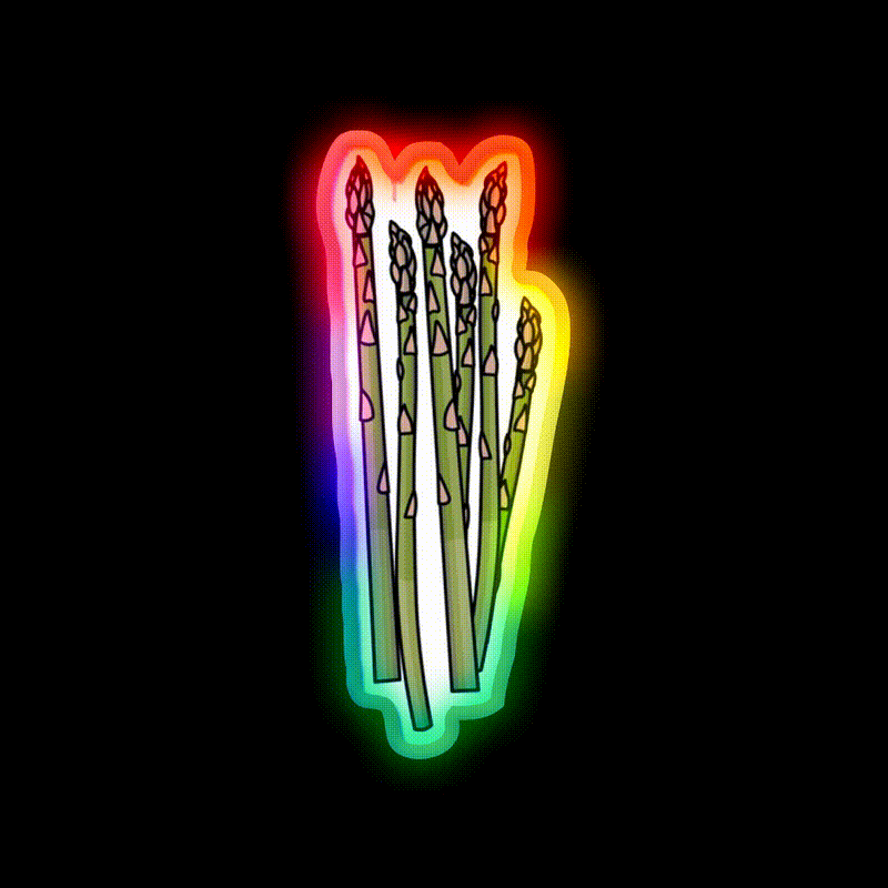 Asparagus Snack Food Led Neon Sign Rgb Color - LED neon sign close-up detail