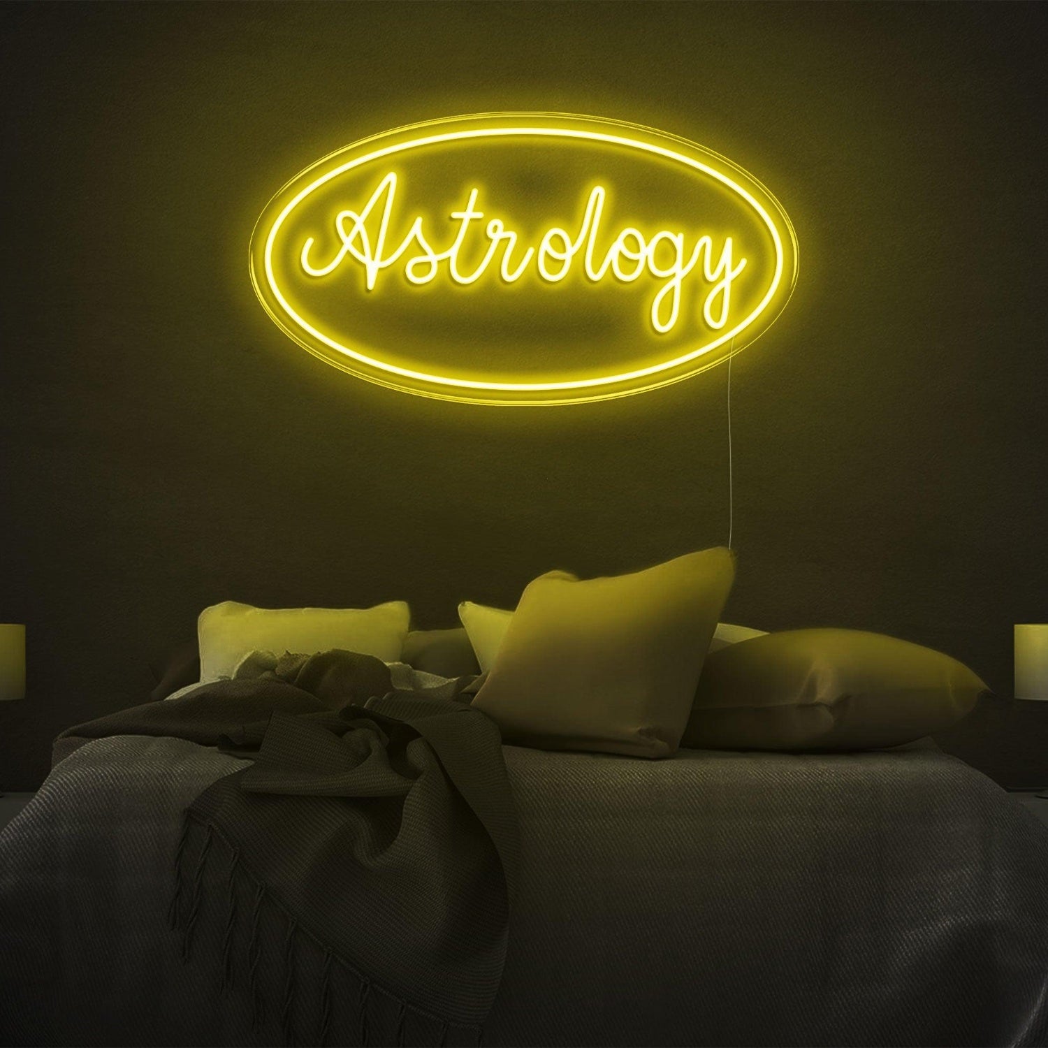 Astrology Amber Led Neon Sign With Ellipse Border For Bedroom Wall Decor | Shineneon