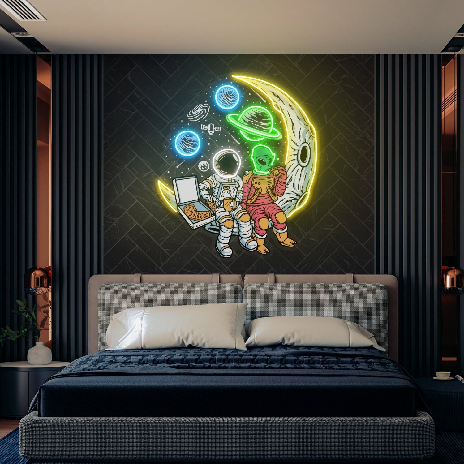 Astronaut And Alien Chill Acrylic Artwork Led Neon Sign | Shineneon