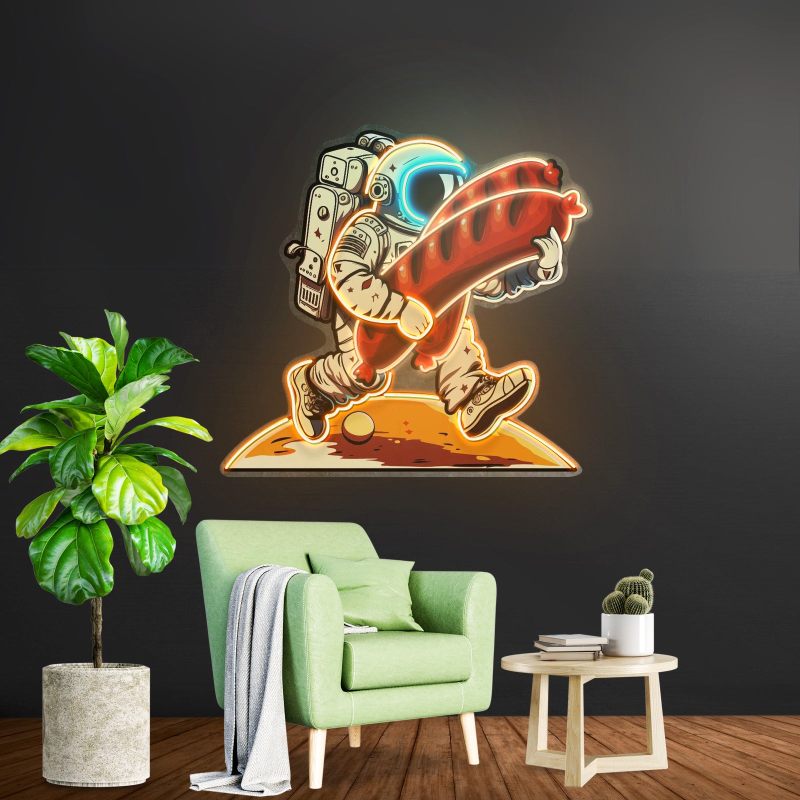 Astronaut And Sausage Custom Led Signs Artwork For Sale