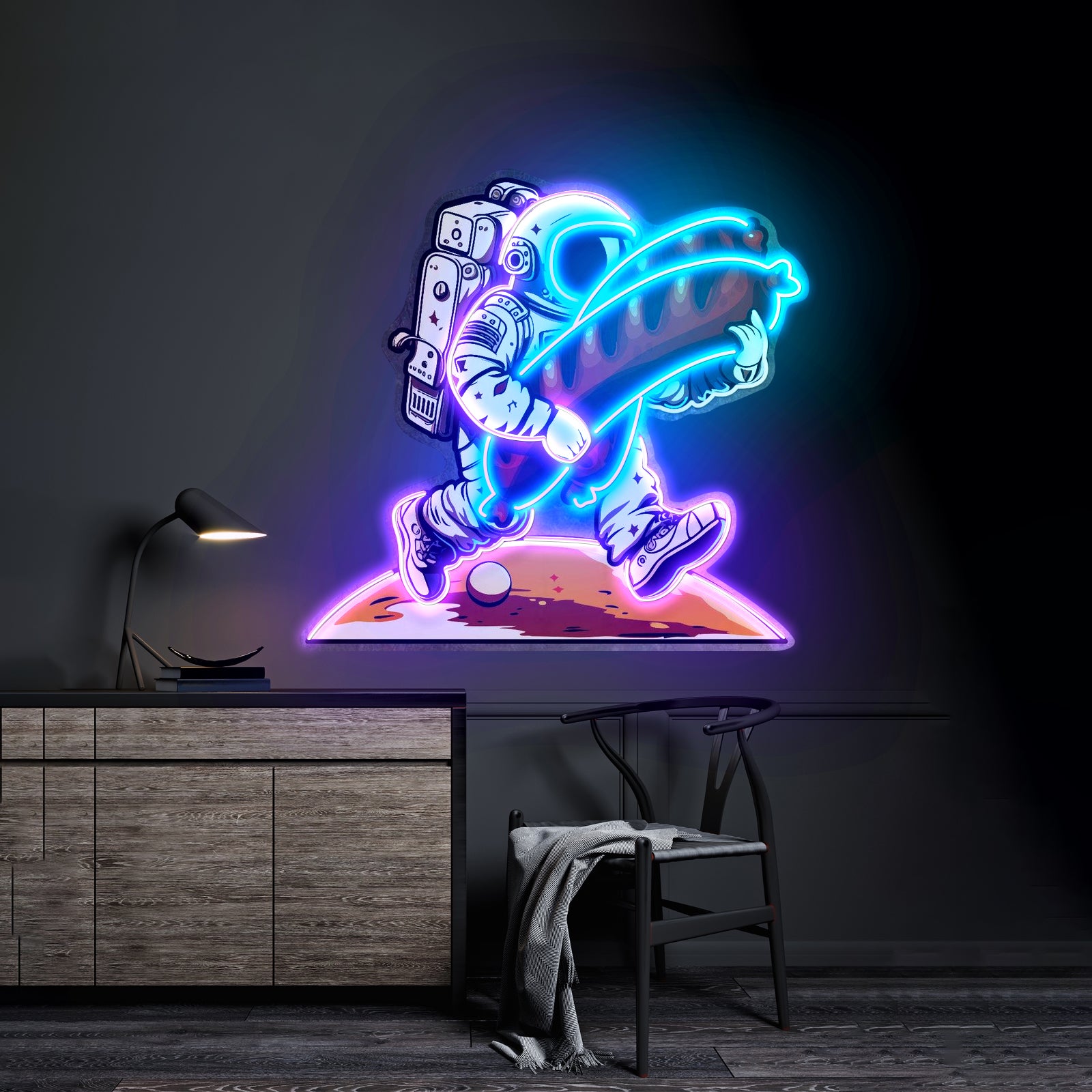 Astronaut And Sausage Custom Led Signs Artwork For Sale