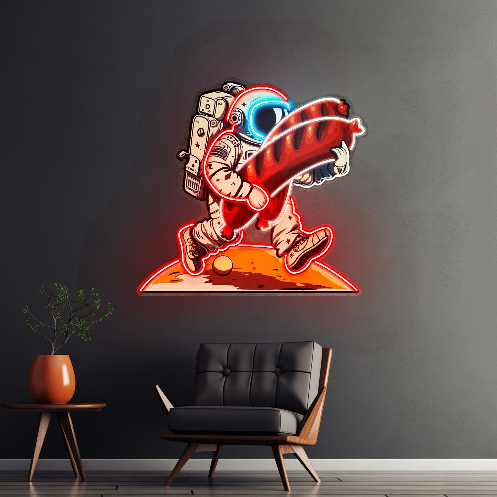 Astronaut And Sausage Custom Led Signs Artwork For Sale