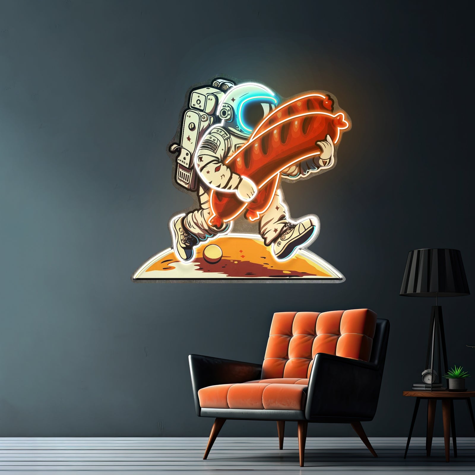 Astronaut And Sausage Custom Led Signs Artwork For Sale