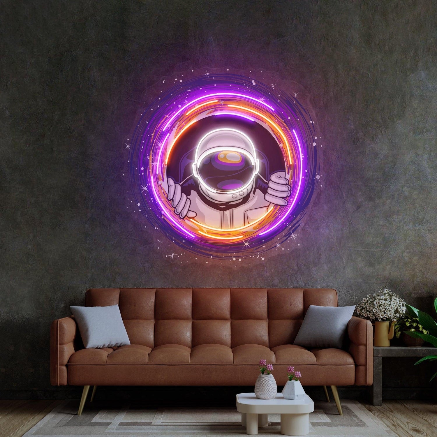 Astronaut Black Hole Multicolor Uv Printed Led Neon Sign Artwork For Room Decor | Shineneon