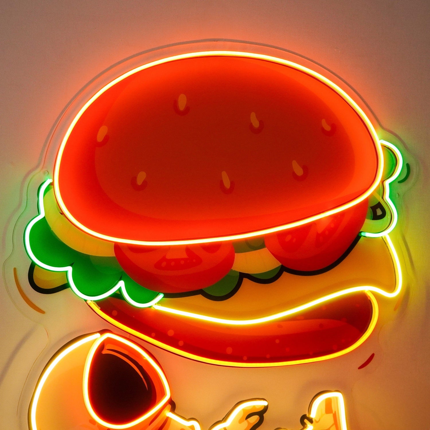 Astronaut Burger Vibrant Uv Printed Led Neon Sign For Cafe Decor | Shineneon