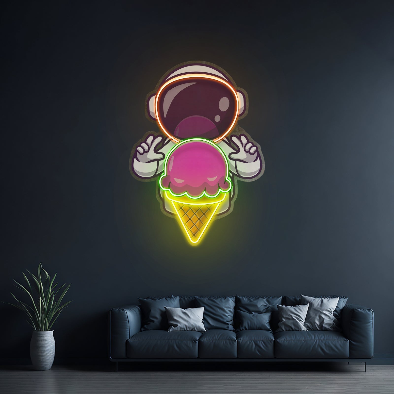 Astronaut Cream Space Custom Led Signs Artwork For Sale - Shineneon