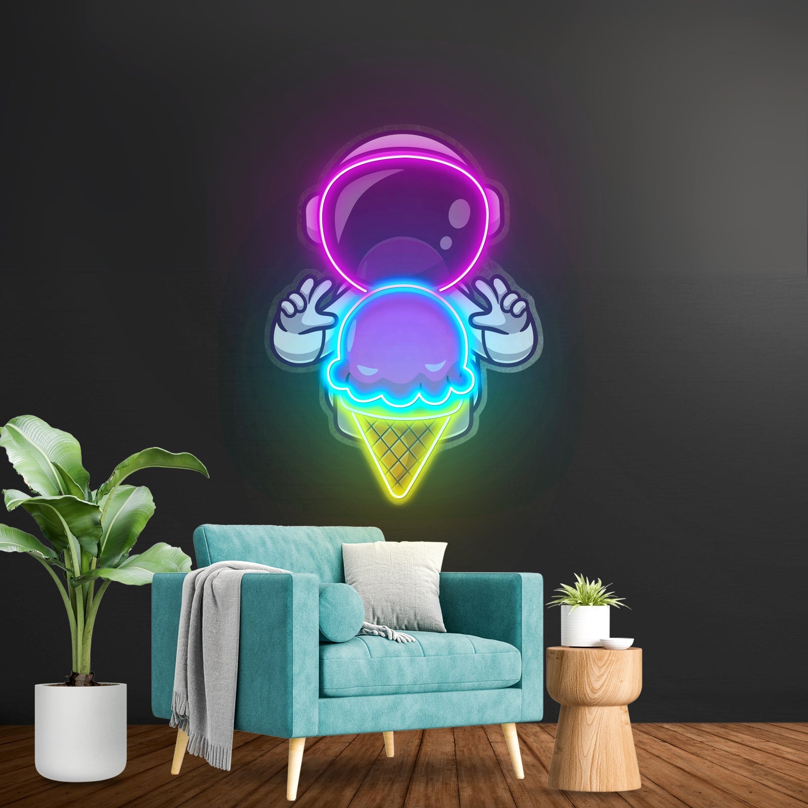 Astronaut Cream Space Custom Led Signs Artwork For Sale - Shineneon