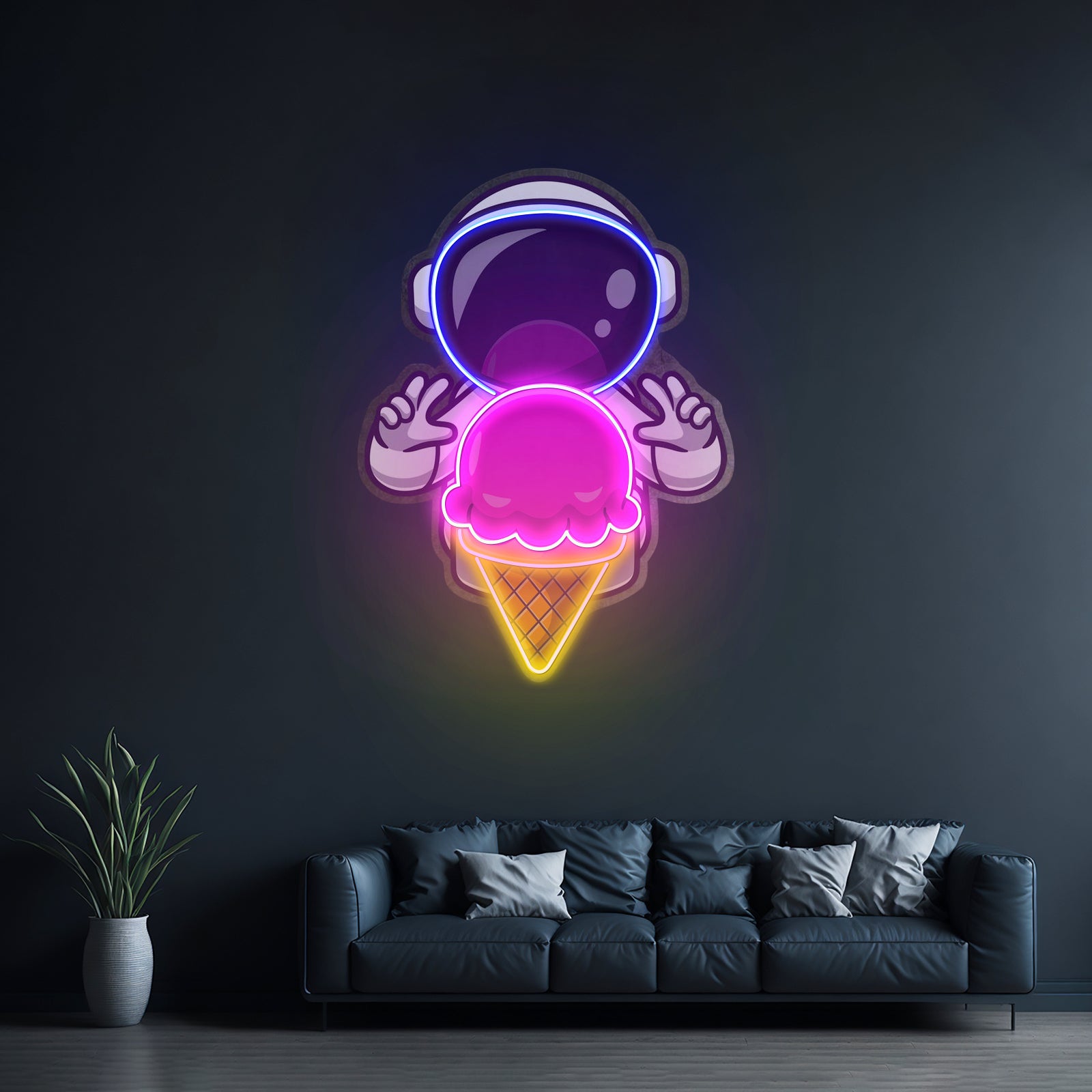 Astronaut Cream Space Custom Led Signs Artwork For Sale