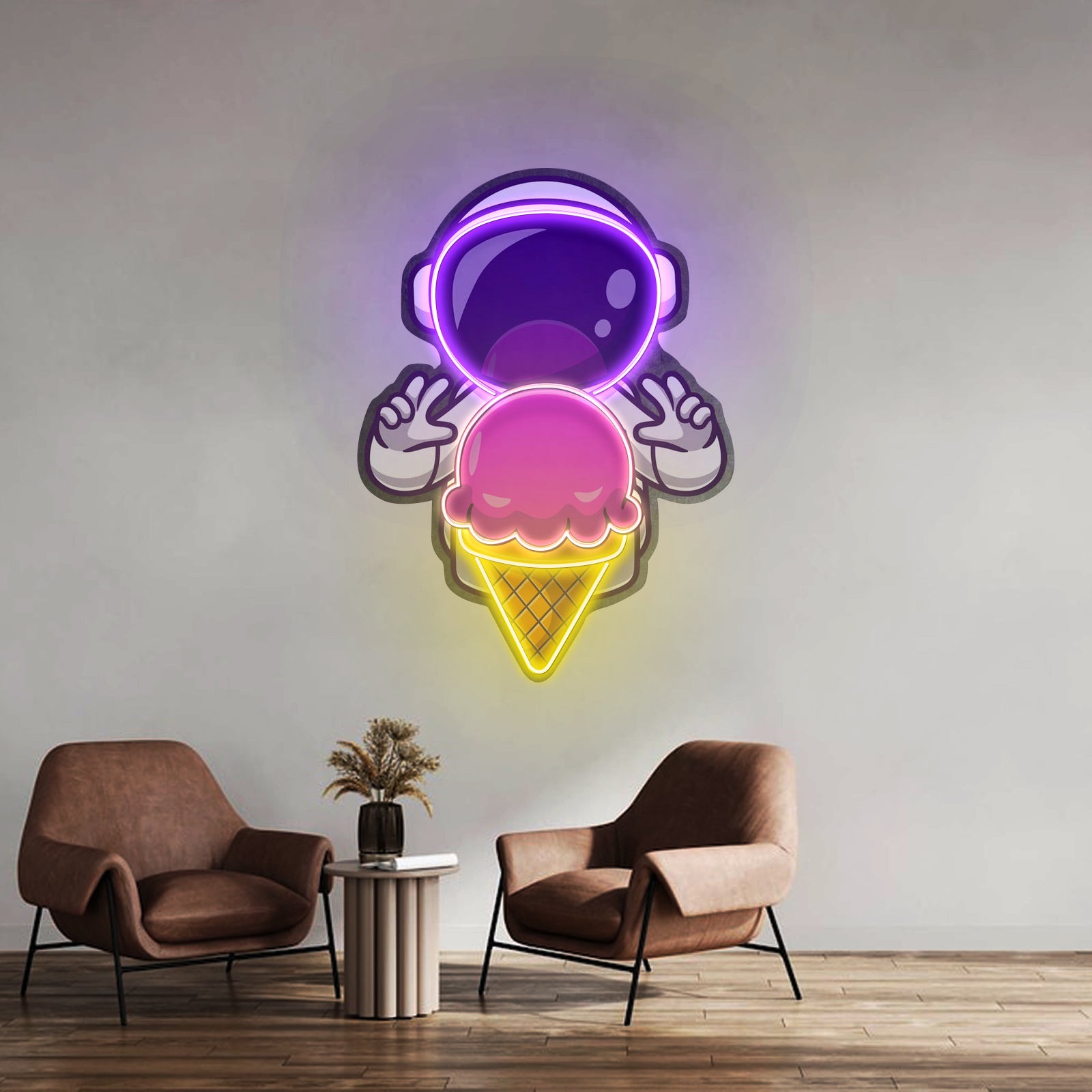 Astronaut Cream Space Custom Led Signs Artwork For Sale