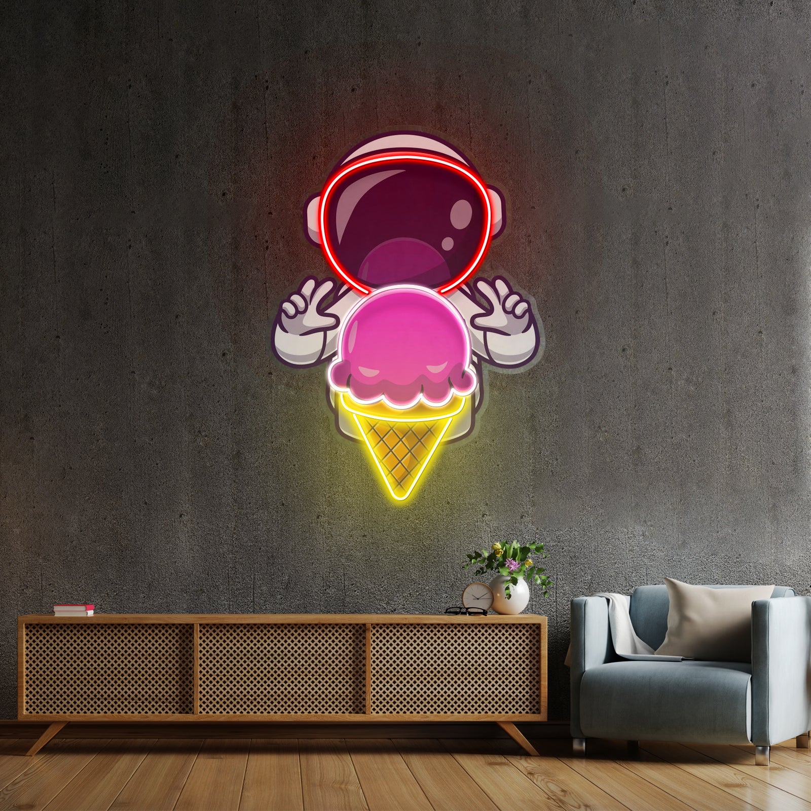 Astronaut Cream Space Custom Led Signs Artwork For Sale