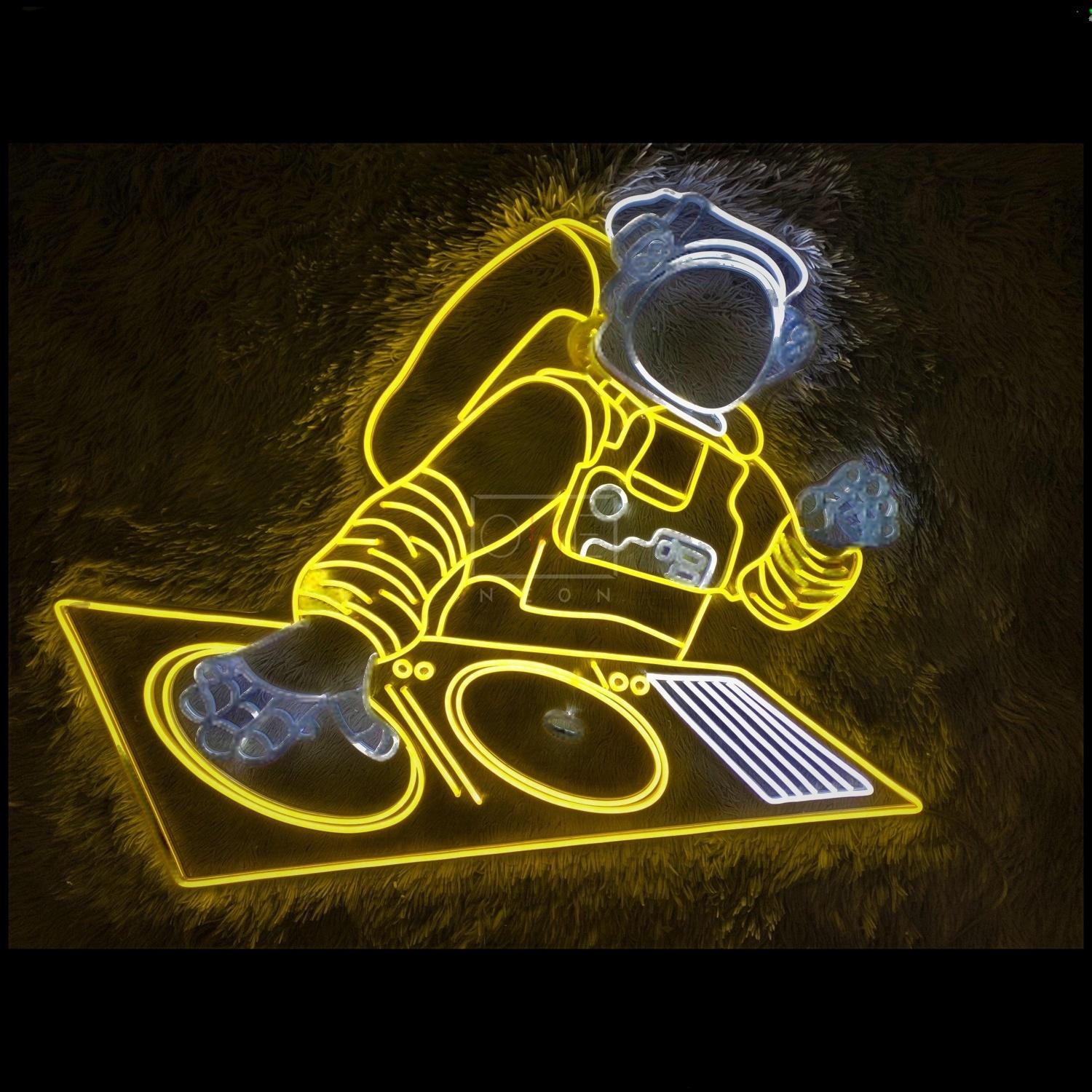 Astronaut Dj Led Neon Sign Yellow White Space Music Indoor Decor | Shineneon