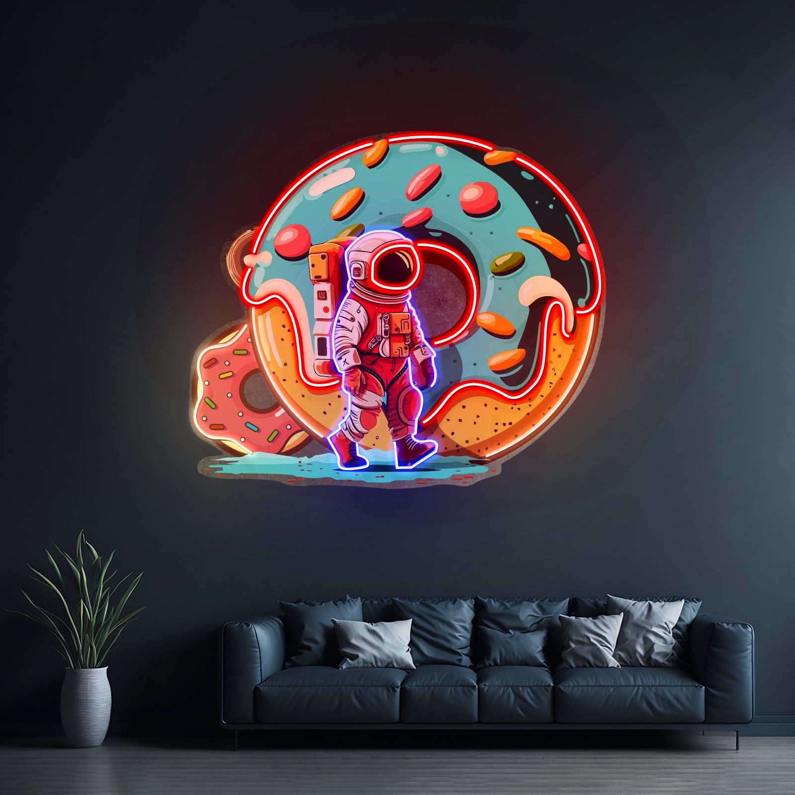 Astronaut Donut Custom Led Signs Artwork For Sale