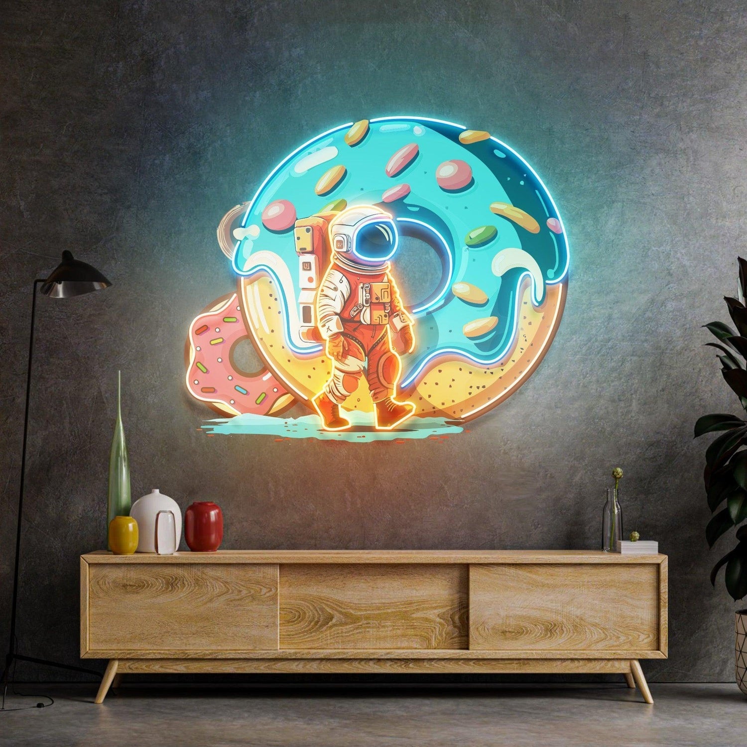 Astronaut Donut Multicolor Uv Printed Led Neon Sign For Kids Room Cafe Decor | Shineneon