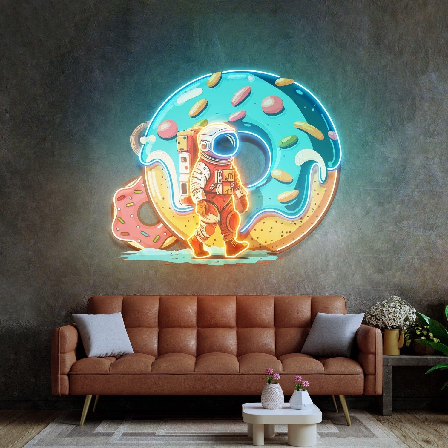 Astronaut Donut Multicolor Uv Printed Led Neon Sign For Kids Room Cafe Decor | Shineneon