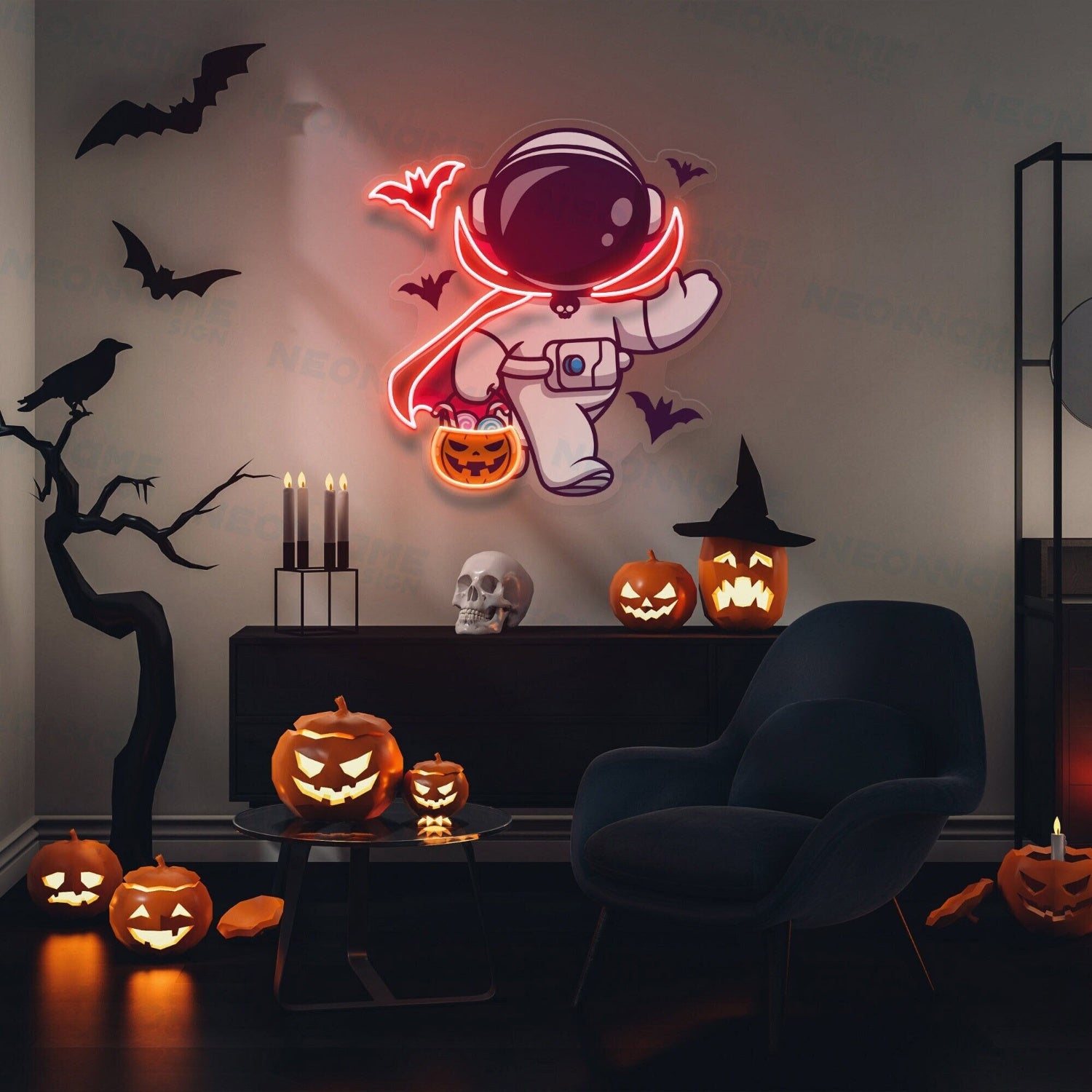 Astronaut Dracula Led Uv Neon Sign Halloween Decoration | Shineneon