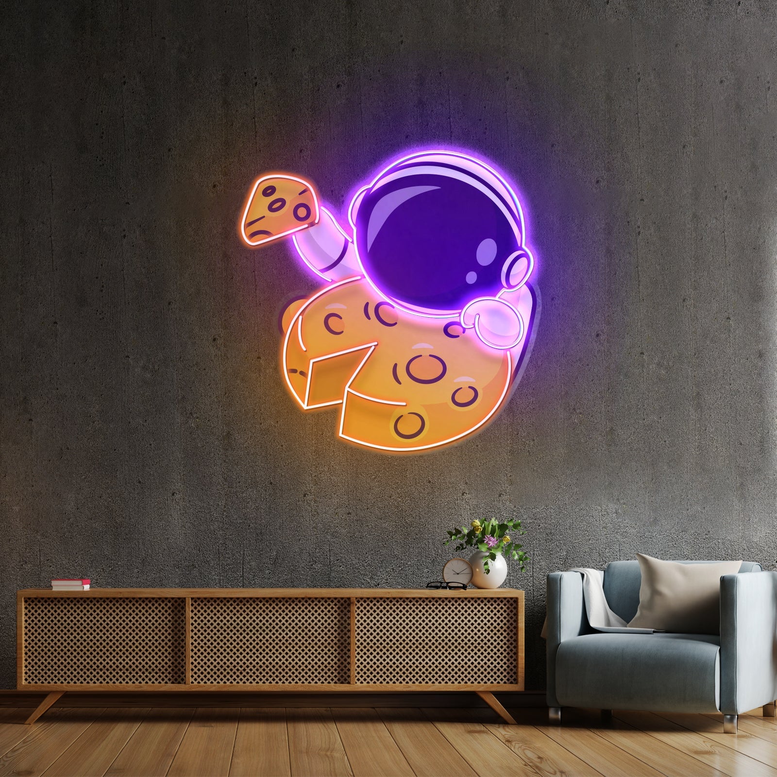 Astronaut Eating Cheese Moon Led Neon Sign Light Custom Led Signs - Shineneon