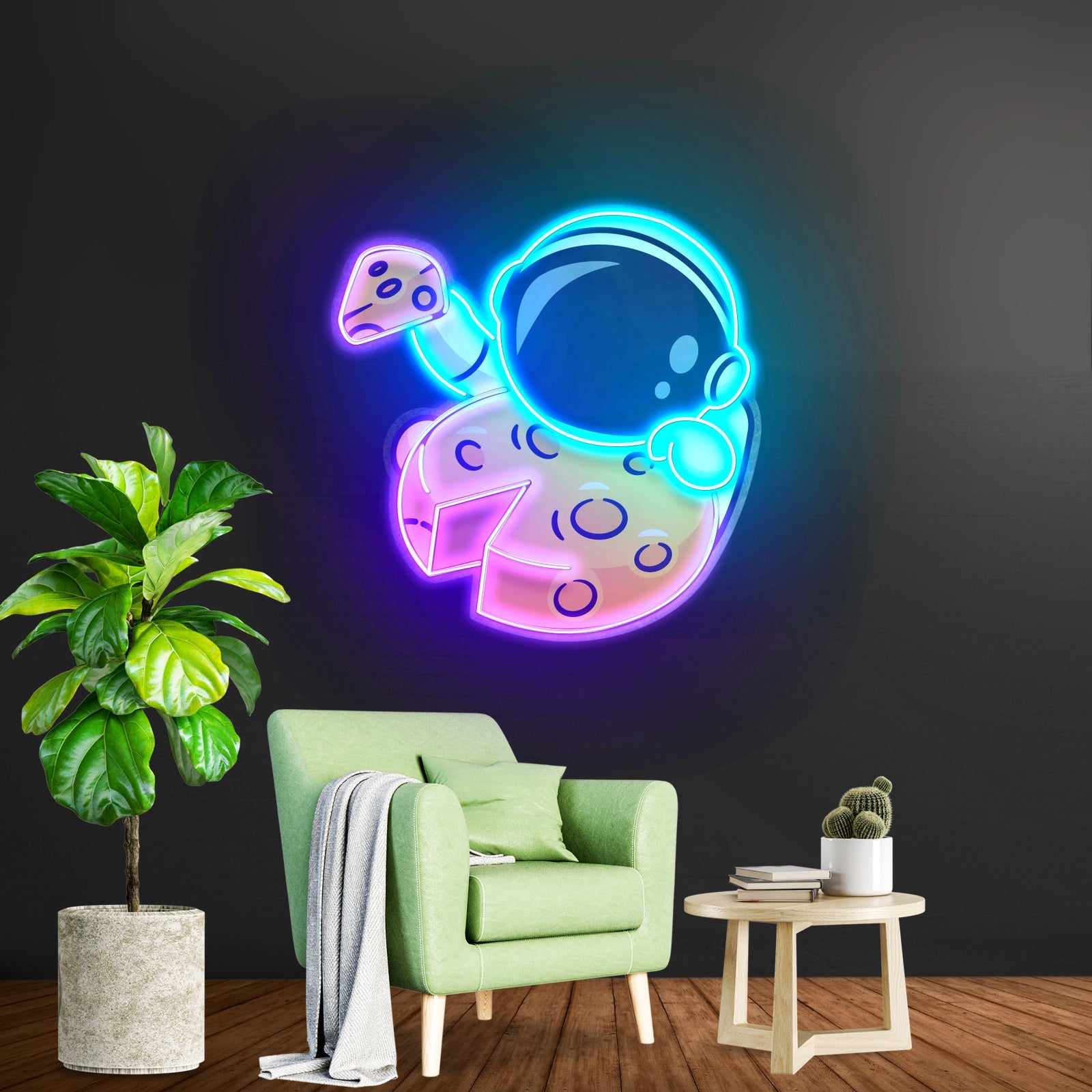 Astronaut Eating Cheese Moon Led Neon Sign Light Custom Led Signs - Shineneon