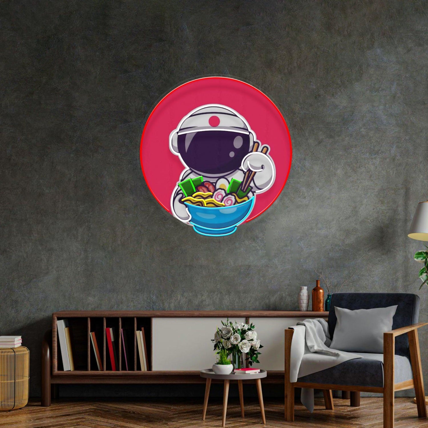 Astronaut Eating Ramen Acrylic Artwork Led Neon Sign | Shineneon