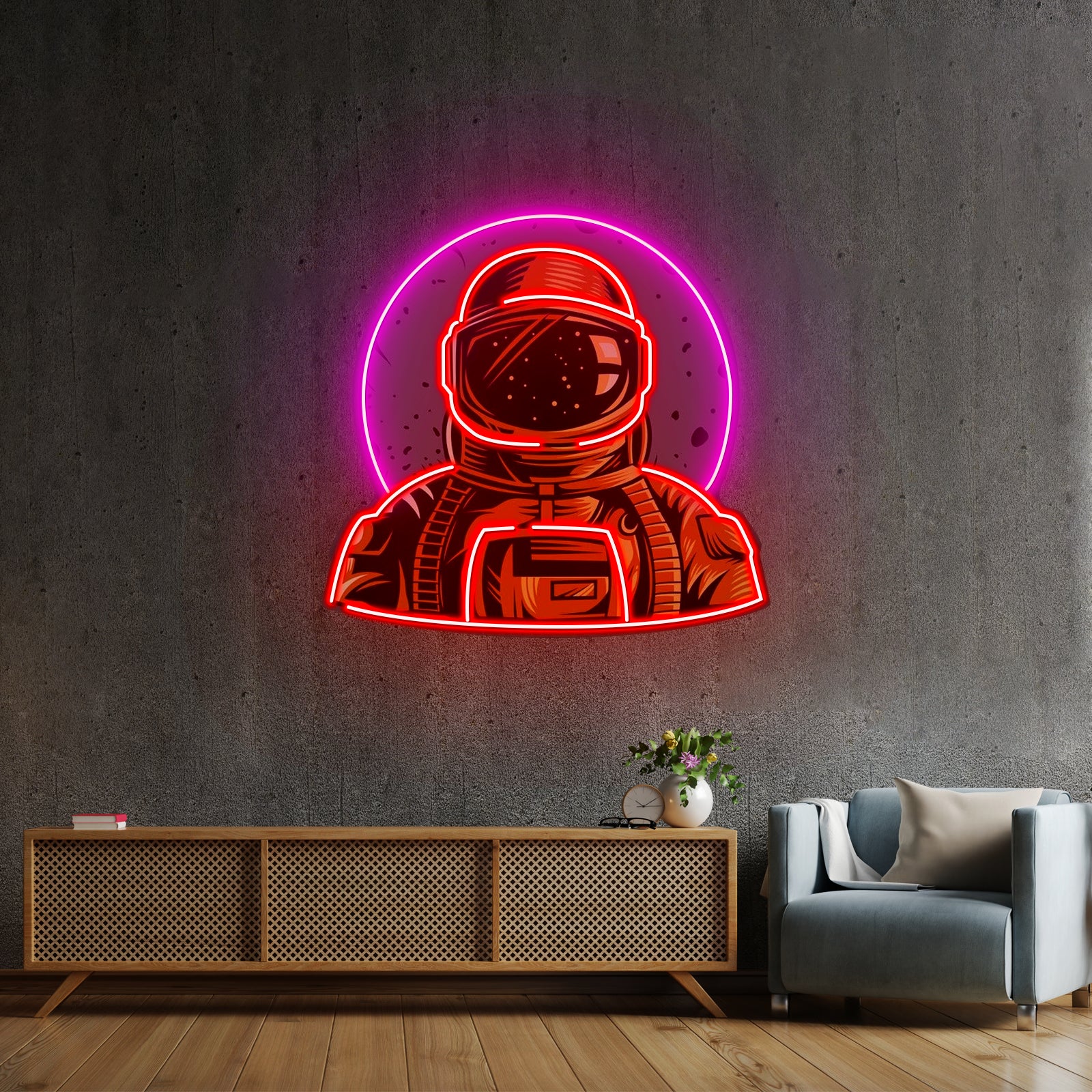 Astronaut Emblem Custom Led Signs Artwork For Sale