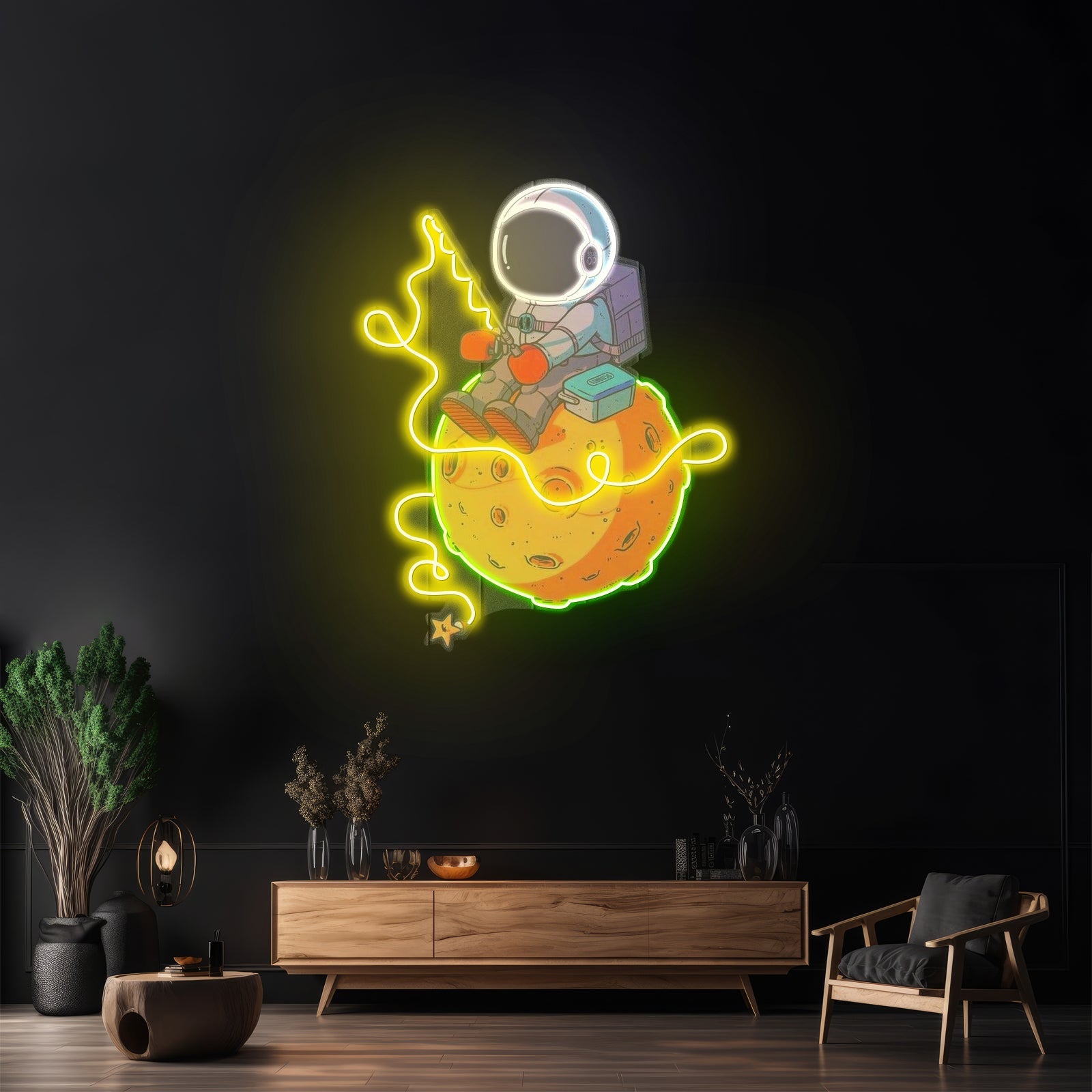 Astronaut Fishing Custom Led Signs Artwork For Sale - Shineneon