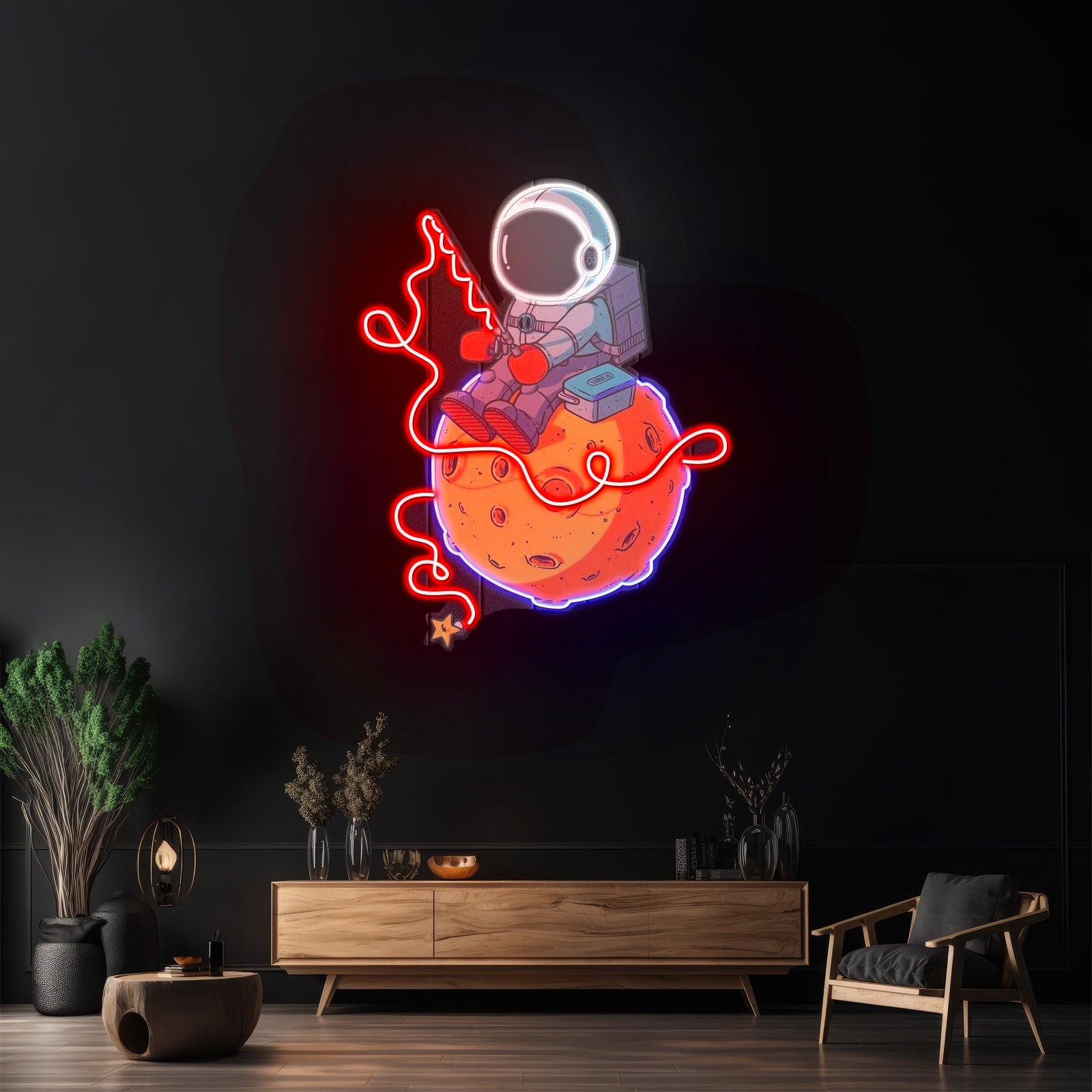 Astronaut Fishing Custom Led Signs Artwork For Sale - Shineneon