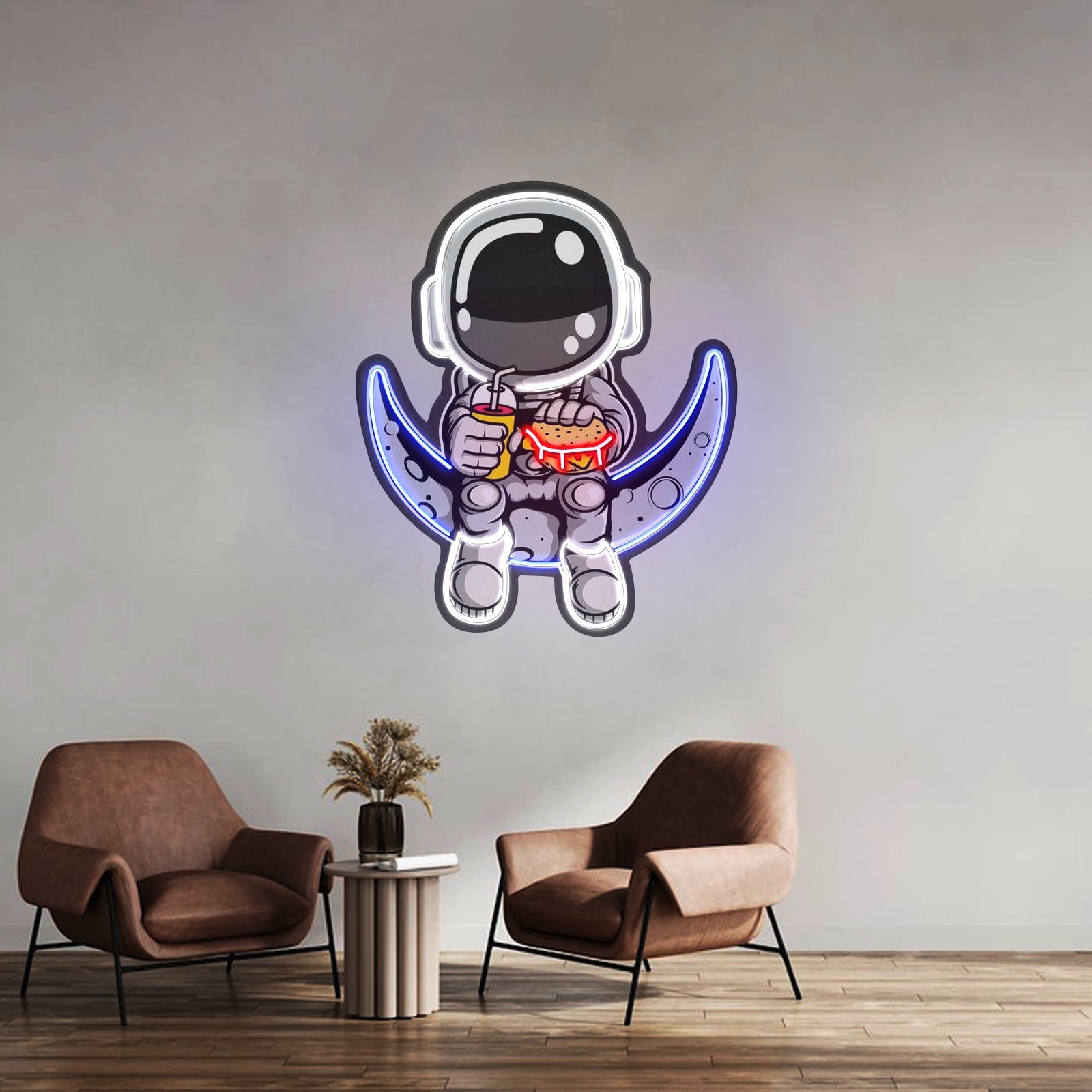 Astronaut Hamburger Custom Led Signs Artwork For Sale - Shineneon