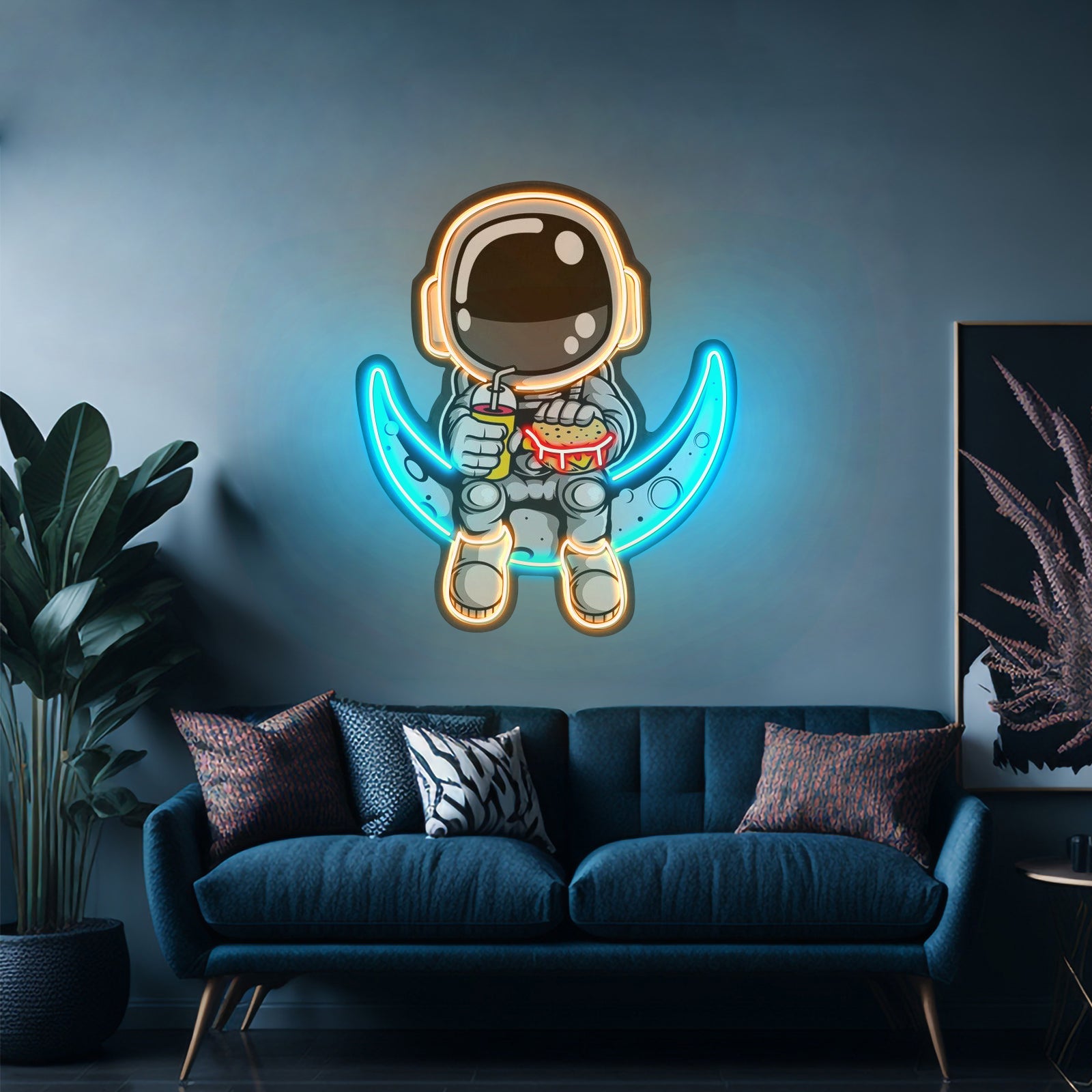 Astronaut Hamburger Custom Led Signs Artwork For Sale - Shineneon
