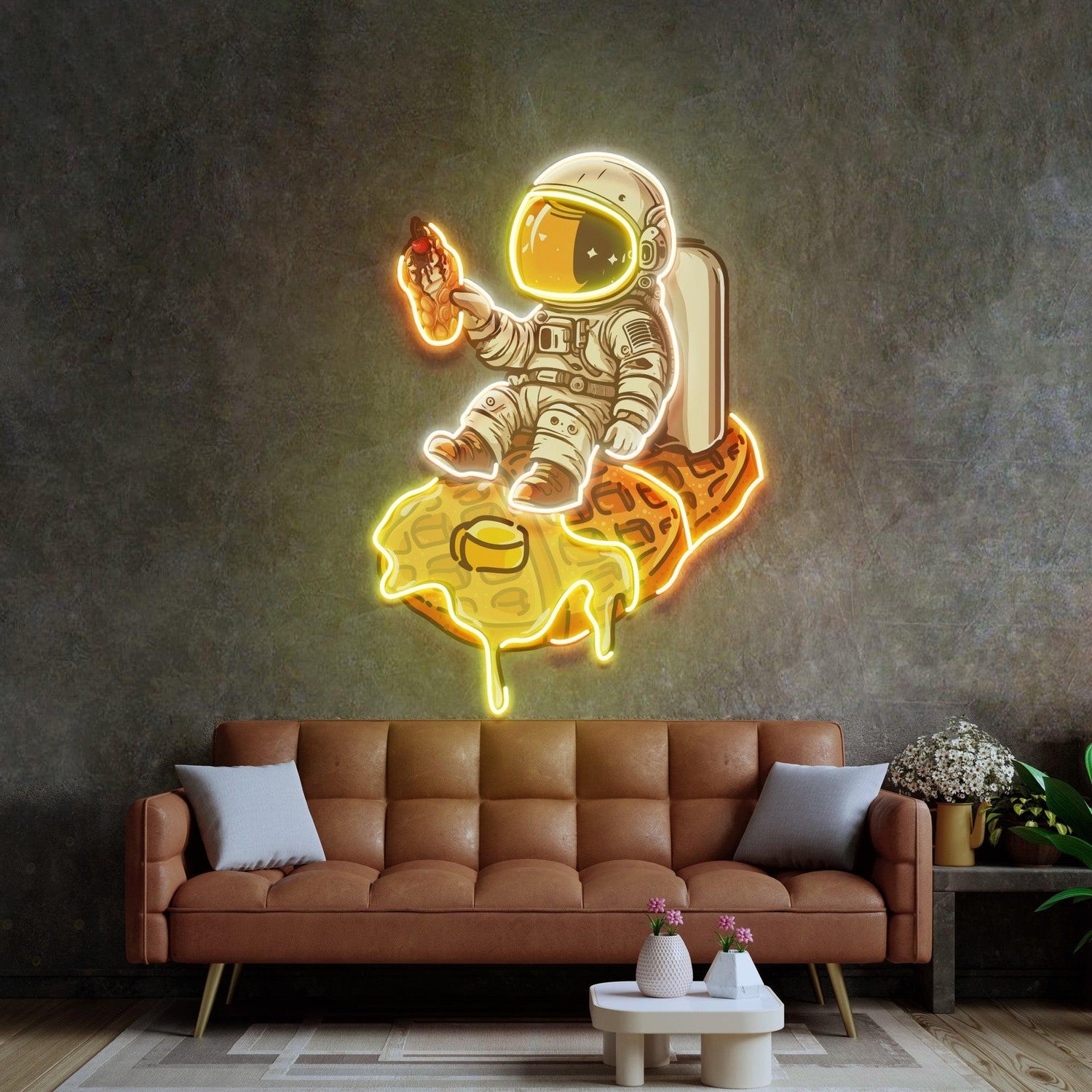 Astronaut Hamburger Multicolor Cartoon Uv Printed Led Neon Sign Bedroom Wall Decor | Shineneon