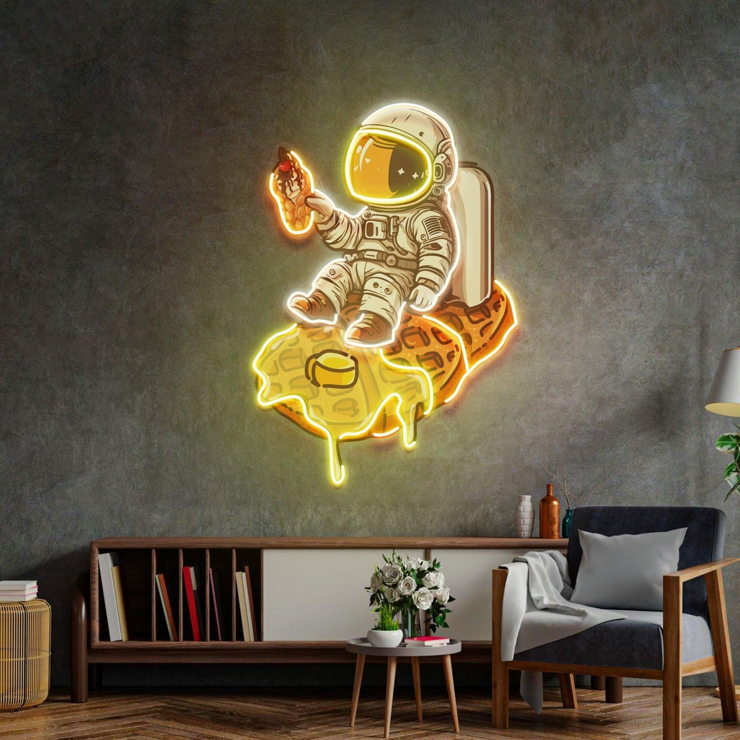 Astronaut Hamburger Multicolor Cartoon Uv Printed Led Neon Sign Bedroom Wall Decor | Shineneon