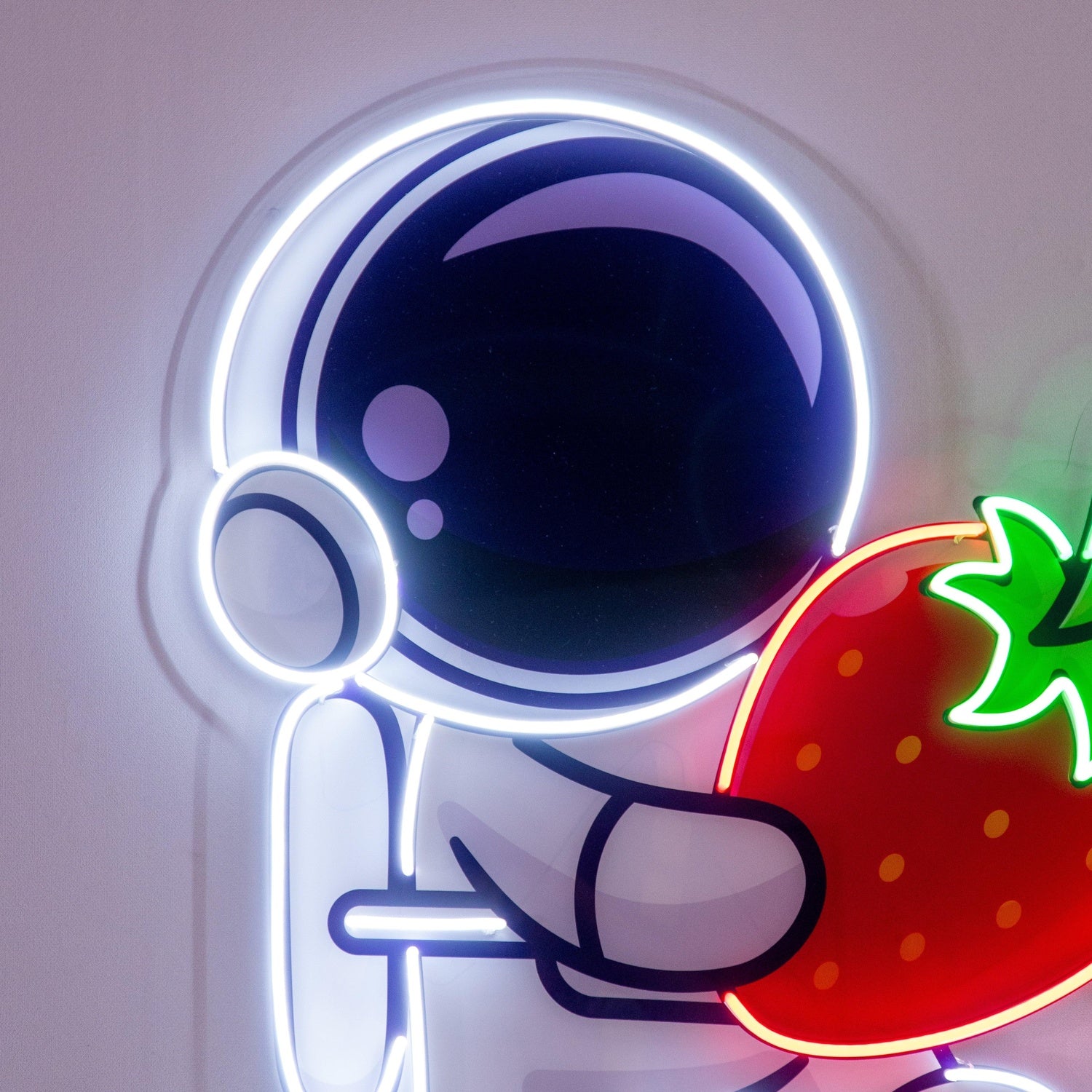 Astronaut Holding Strawberry With Planets Uv Printed Led Neon Sign For Home Decor | Shineneon