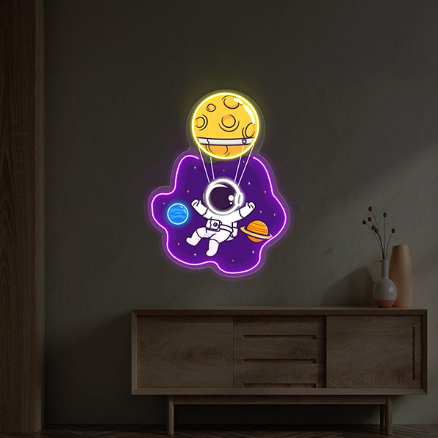 Astronaut Hugging Planet Led Neon Acrylic Artwork | Shineneon