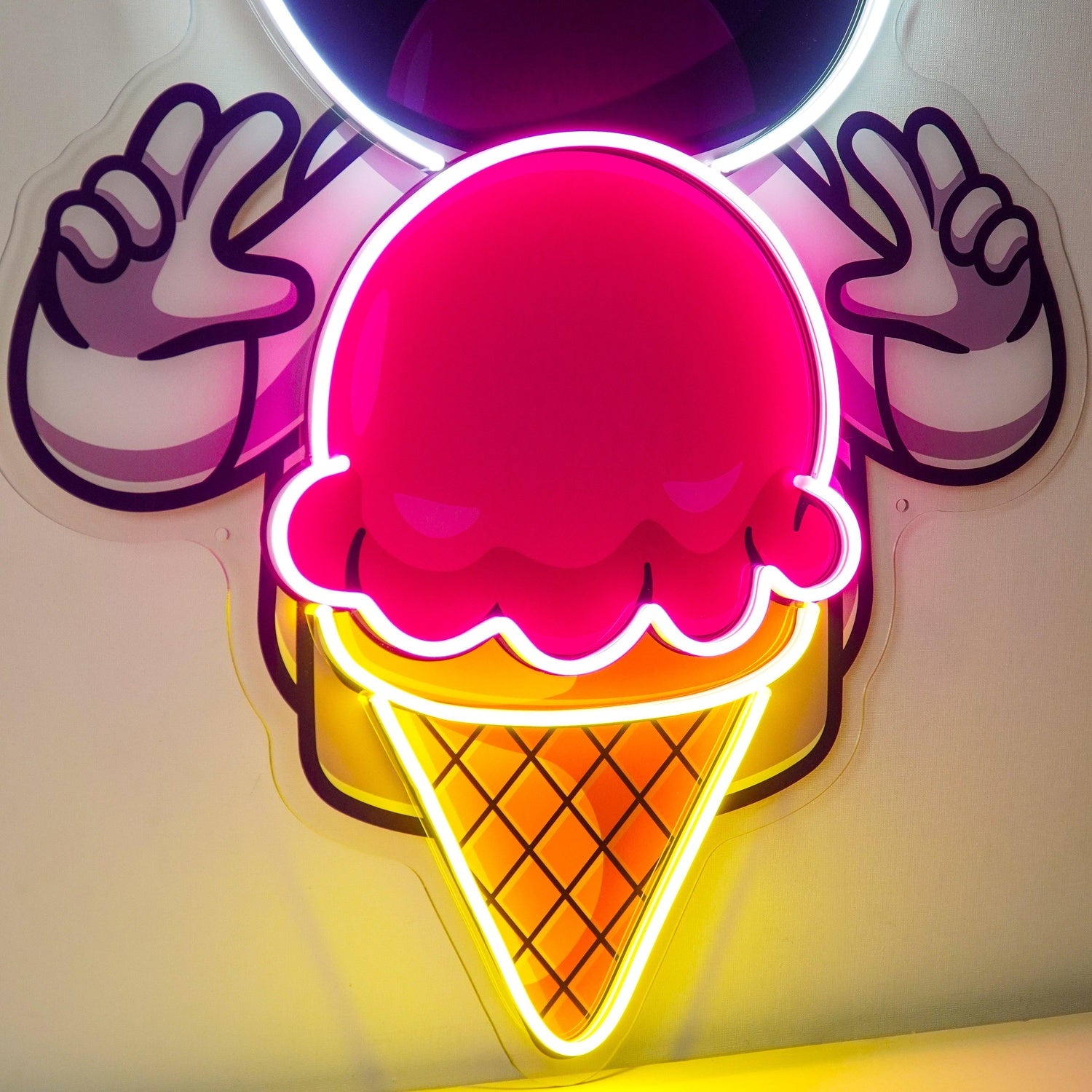 Astronaut Ice Cream Cartoon Pink Yellow White Uv Printed Led Neon Sign For Kids Room Decor | Shineneon