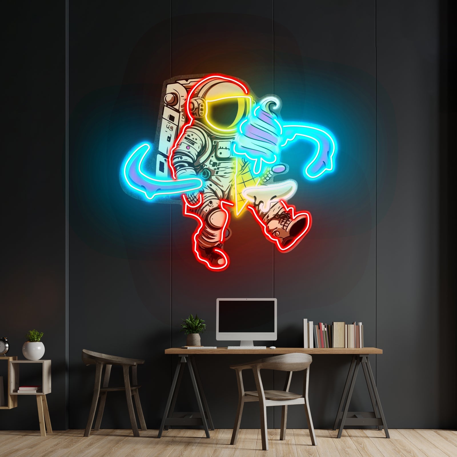 Astronaut Ice Cream Custom Led Signs Artwork For Sale - Shineneon