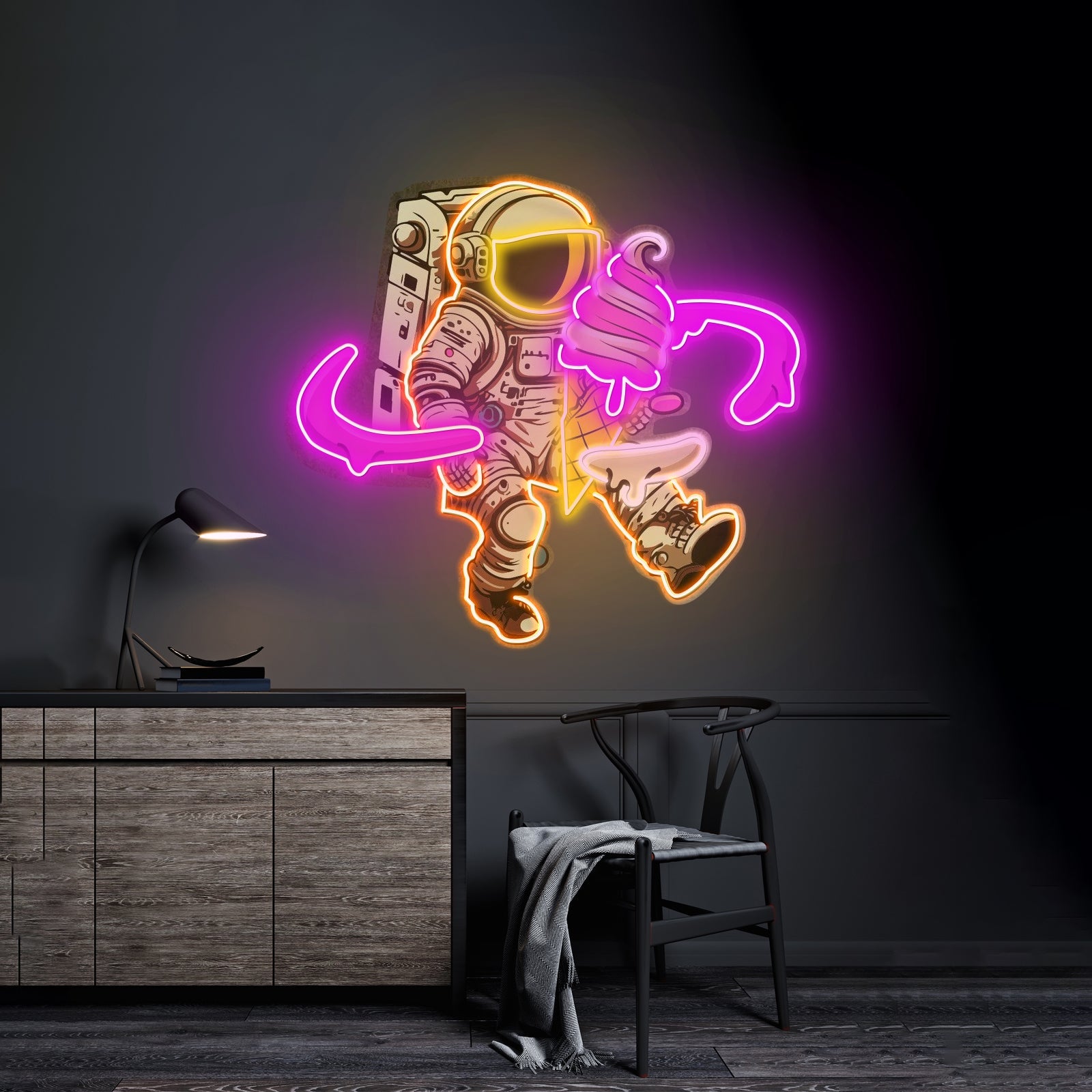 Astronaut Ice Cream Custom Led Signs Artwork For Sale - Shineneon