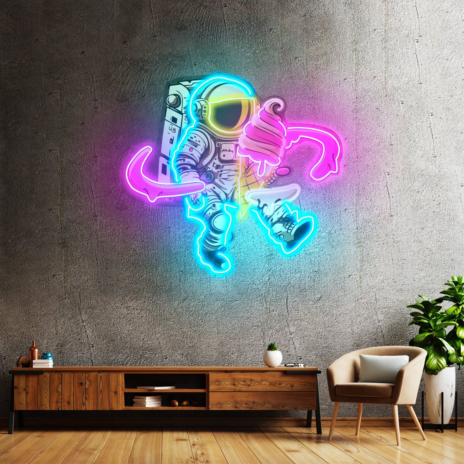 Astronaut Ice Cream Custom Led Signs Artwork For Sale - Shineneon