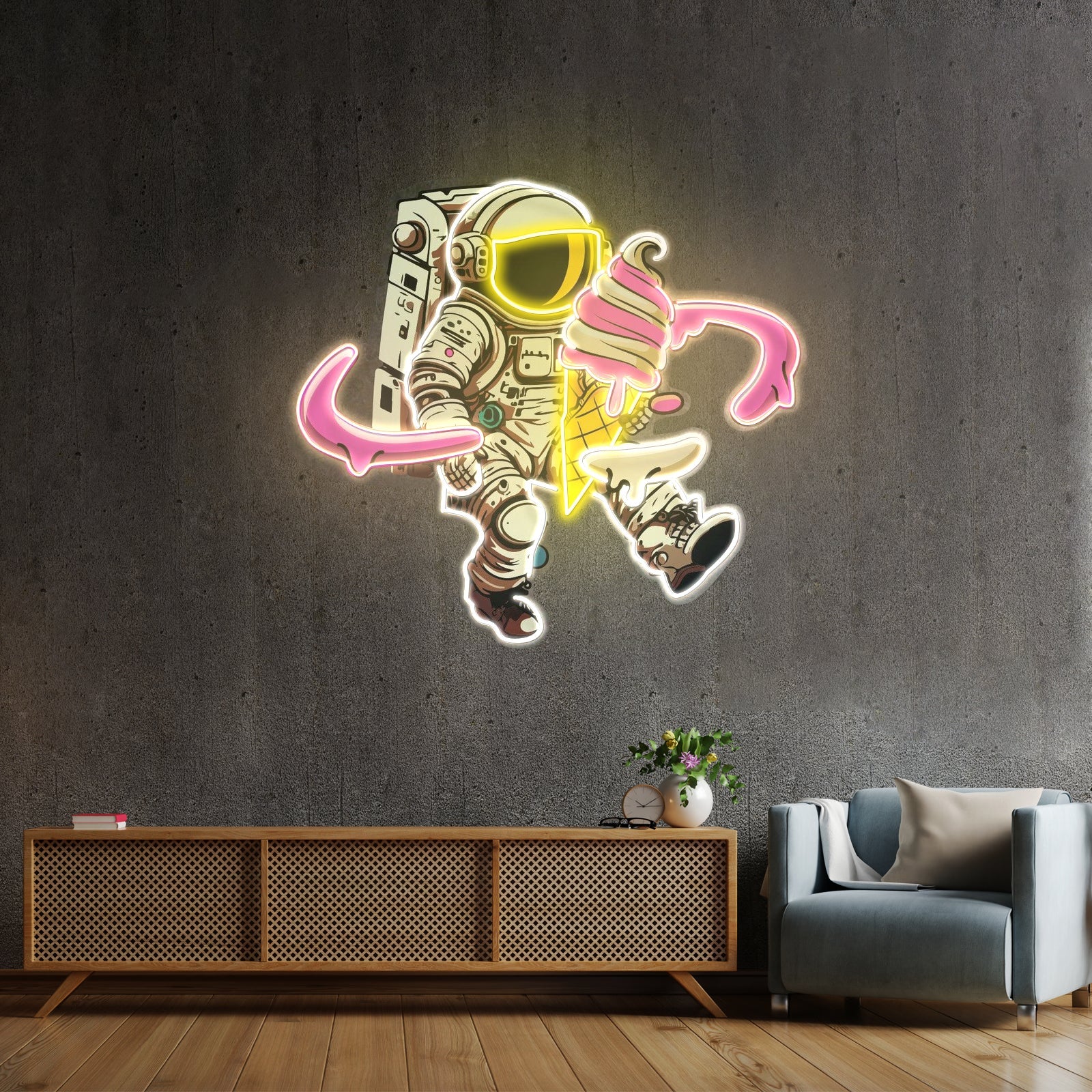 Astronaut Ice Cream Custom Led Signs Artwork For Sale - Shineneon