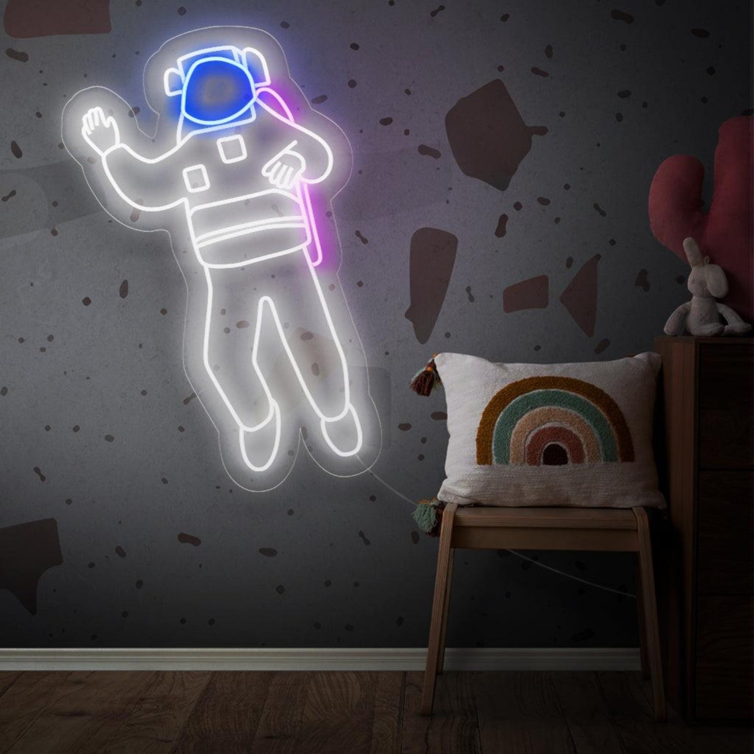 Astronaut Led Neon Sign With Blue Helmet And Purple Accents For Kids Room | Shineneon