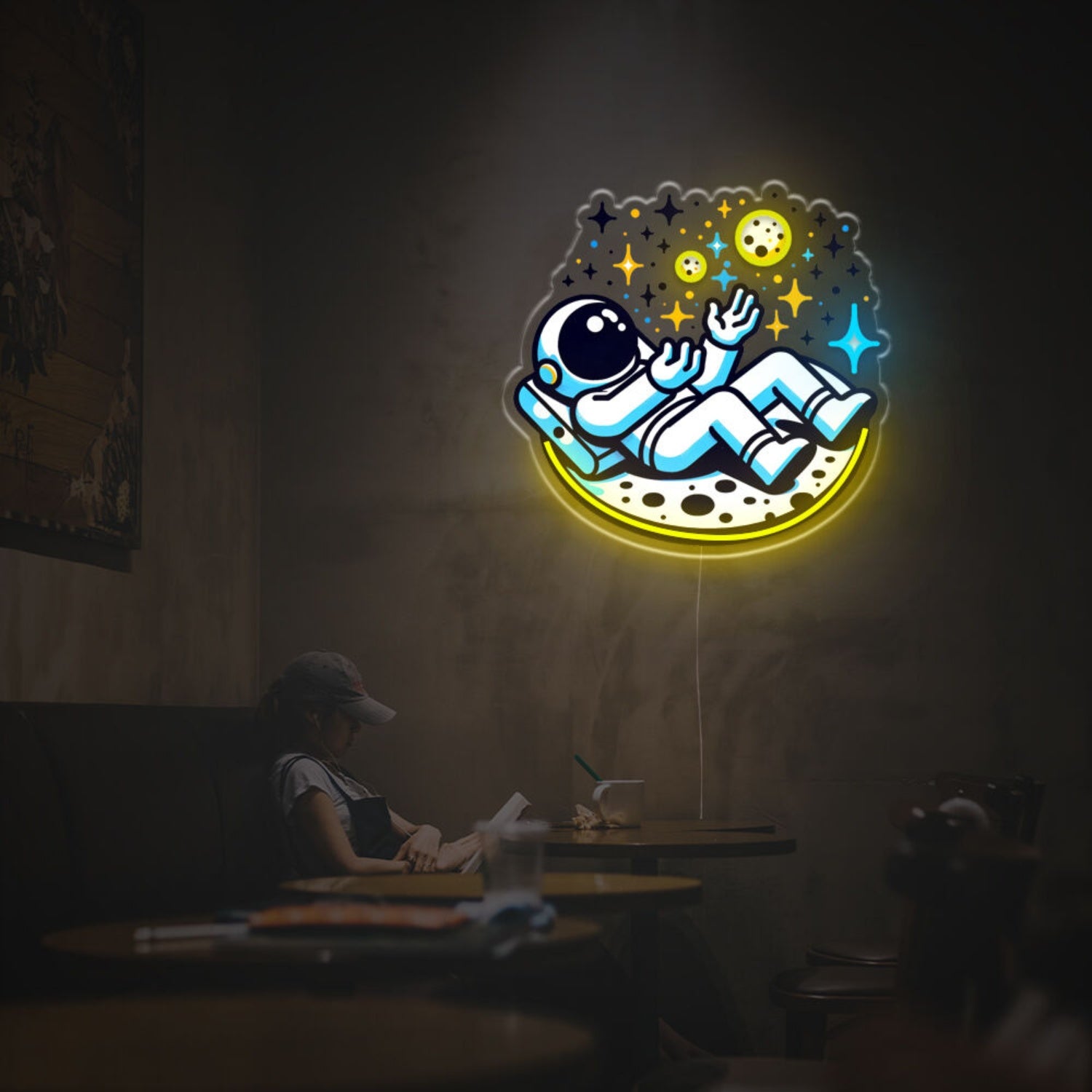 Astronaut Lying Down On The Moon Led Neon Acrylic Artwork | Shineneon