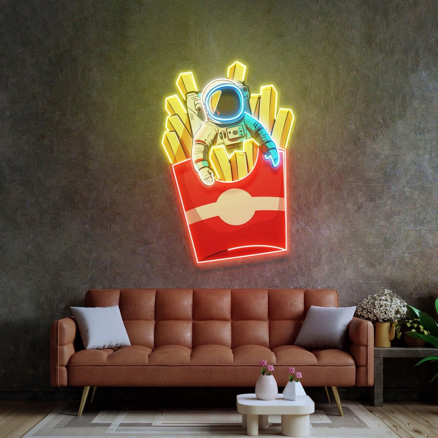 Astronaut On Chips Led Neon Acrylic Artwork | Shineneon