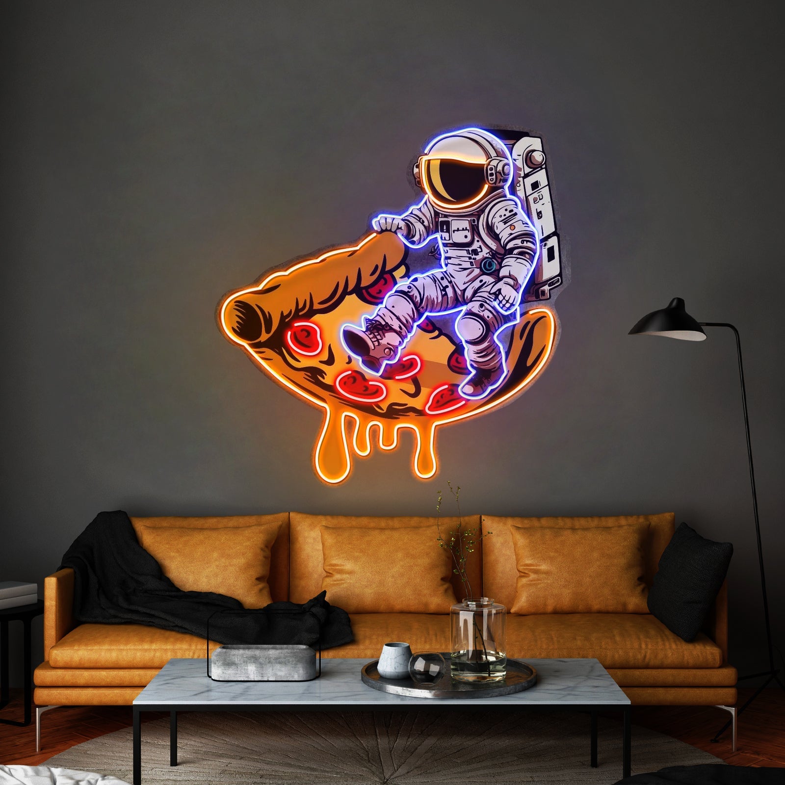 Astronaut On Pizza Mat Custom Led Signs Artwork For Sale - Shineneon