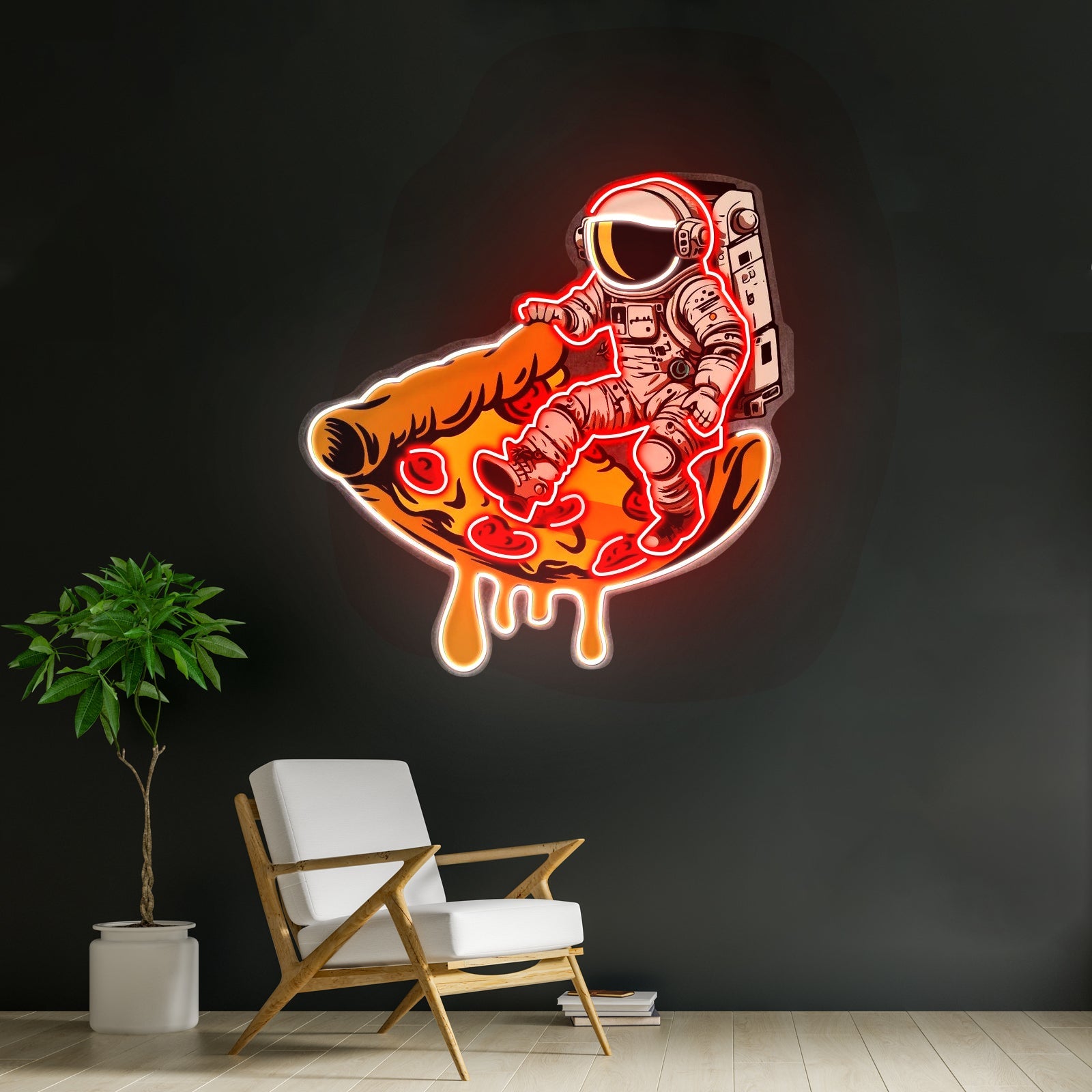 Astronaut On Pizza Mat Custom Led Signs Artwork For Sale - Shineneon
