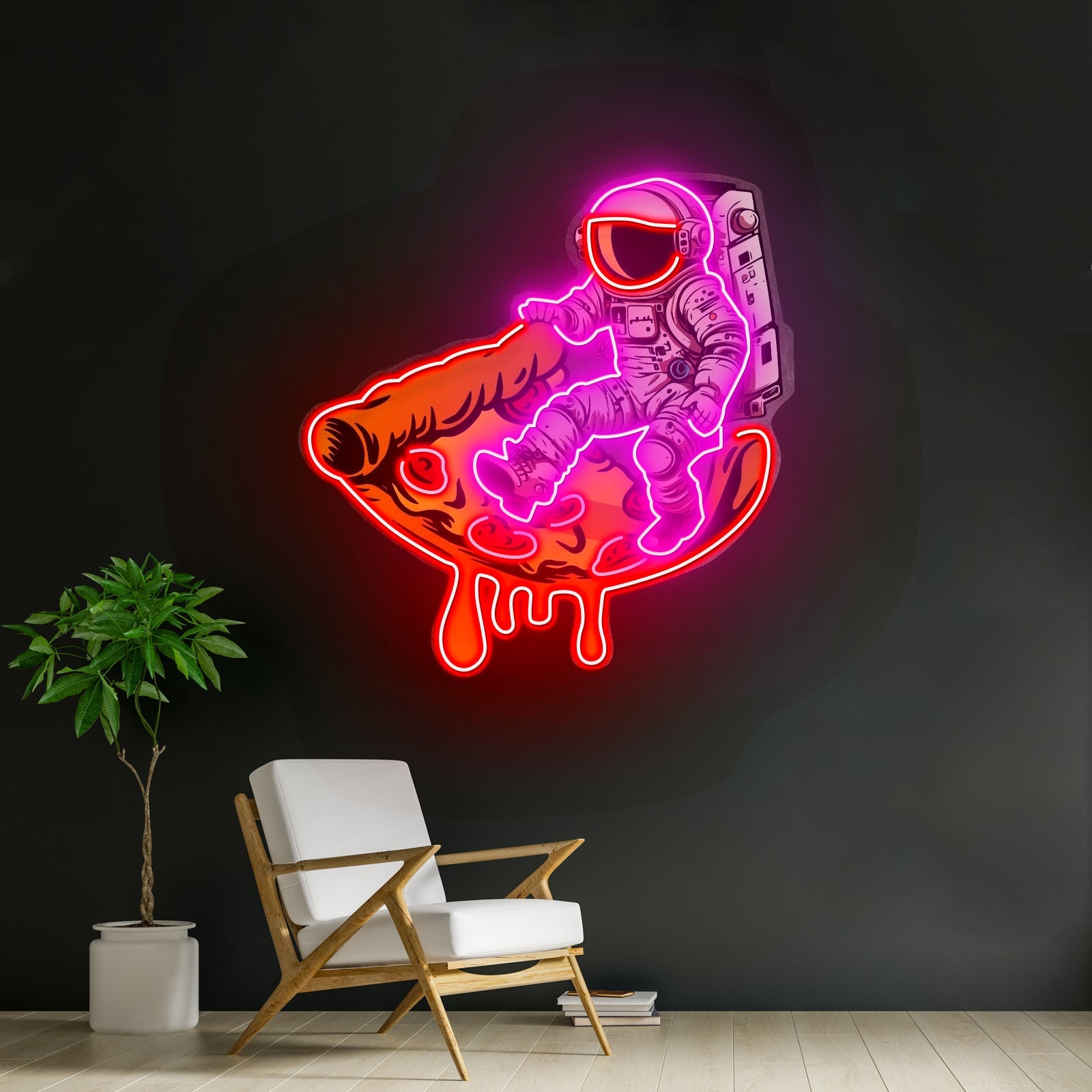 Astronaut On Pizza Mat Custom Led Signs Artwork For Sale - Shineneon